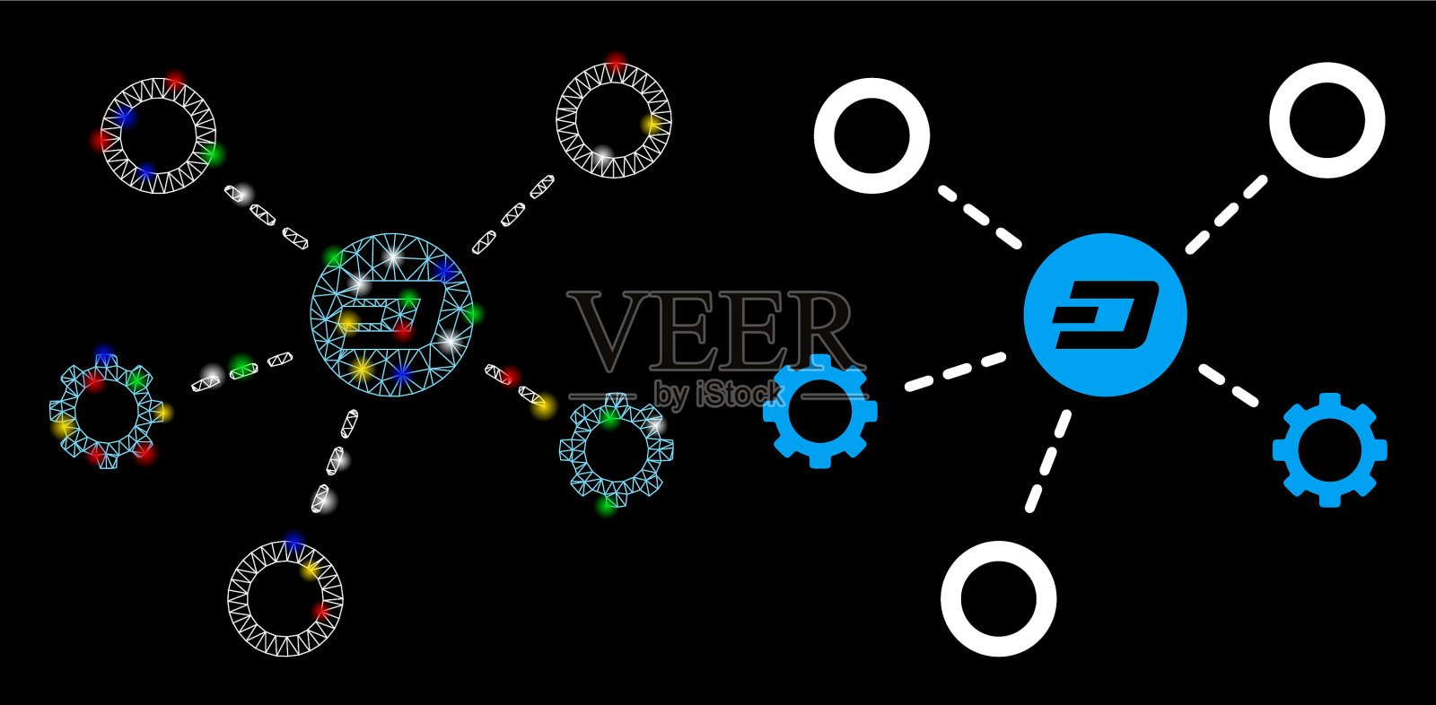 耀斑网线框破折号网结构图标插画图片素材