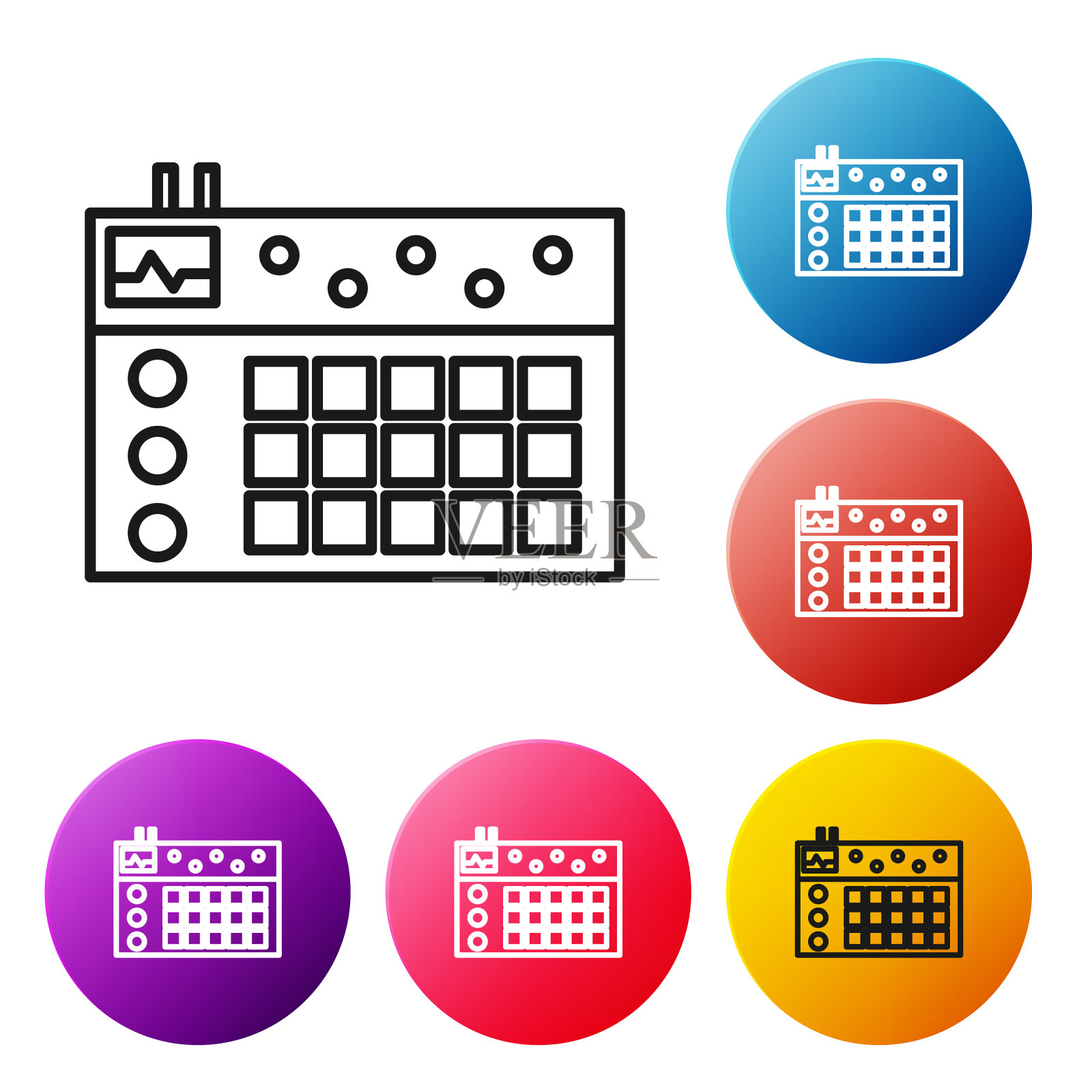 黑线鼓机图标隔离在白色上图标素材