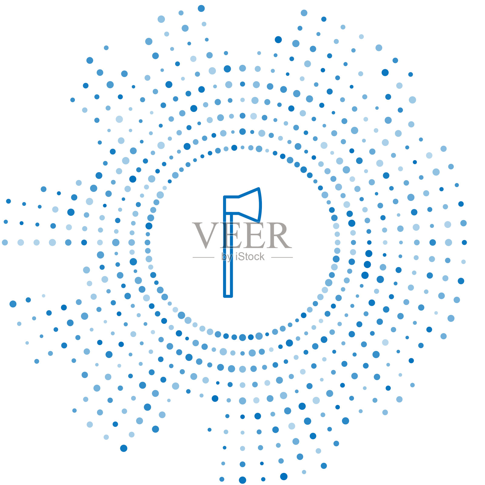 蓝线木斧图标孤立在白色图标素材
