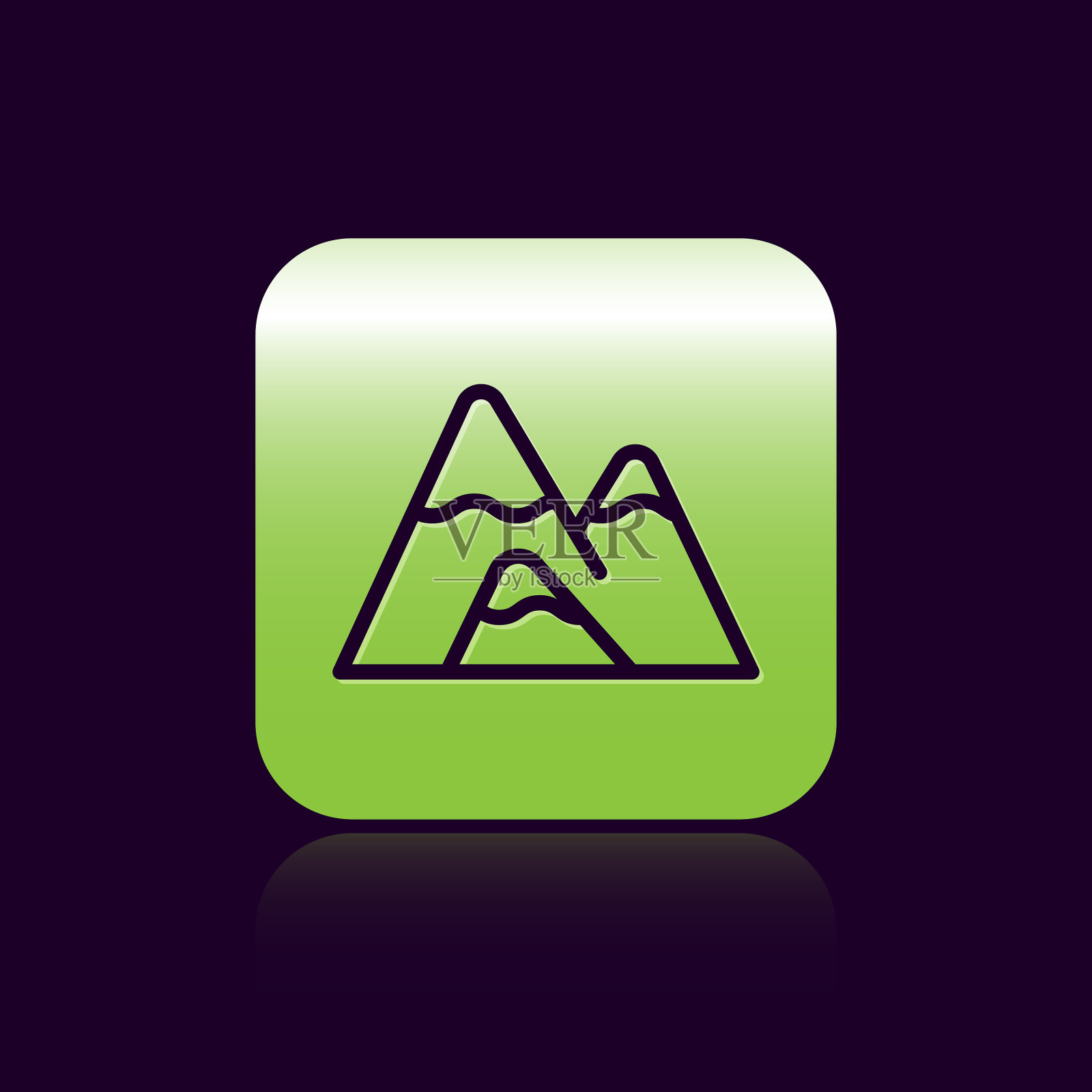 黑线山图标孤立在黑色图标素材