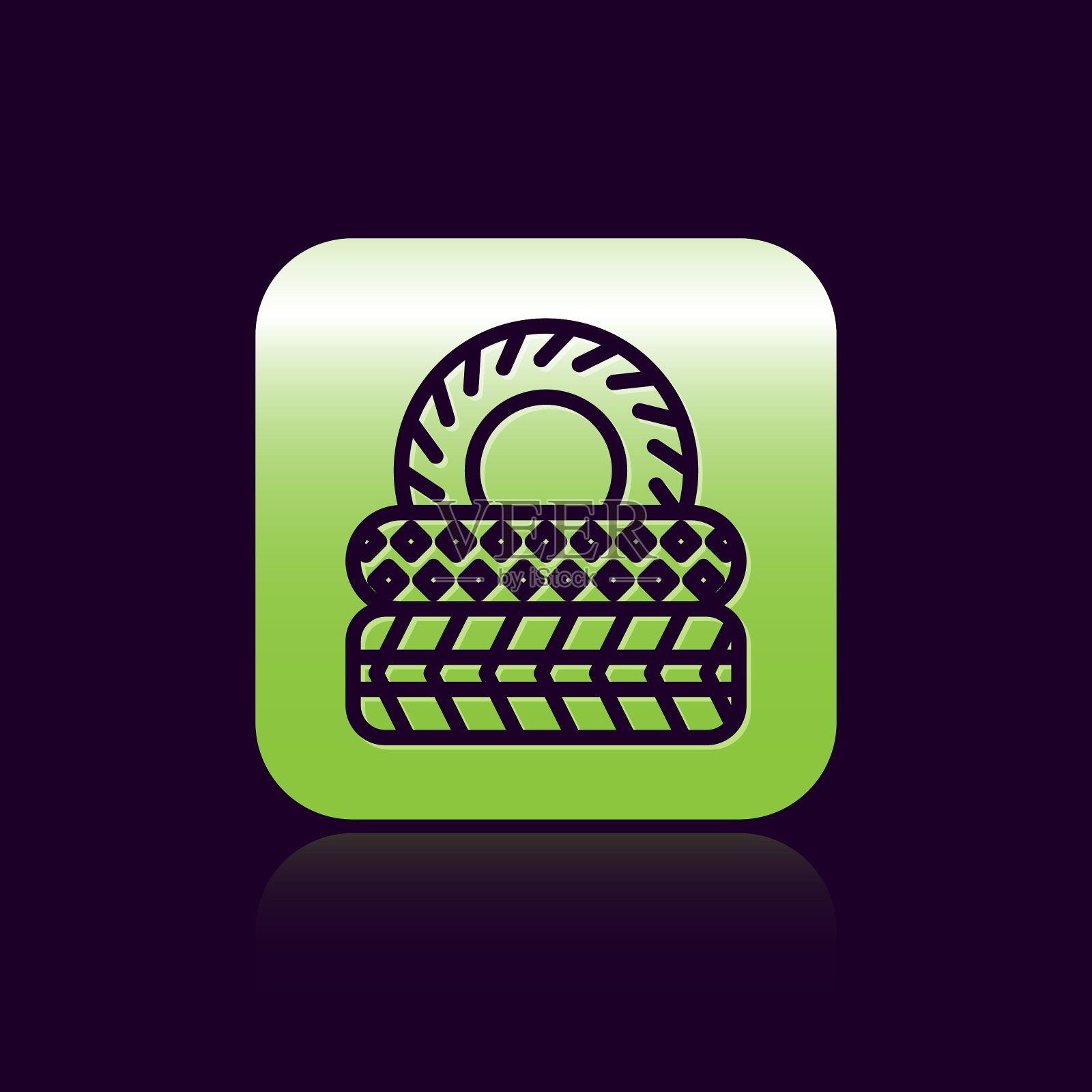 黑色线汽车轮胎图标孤立在黑色插画图片素材