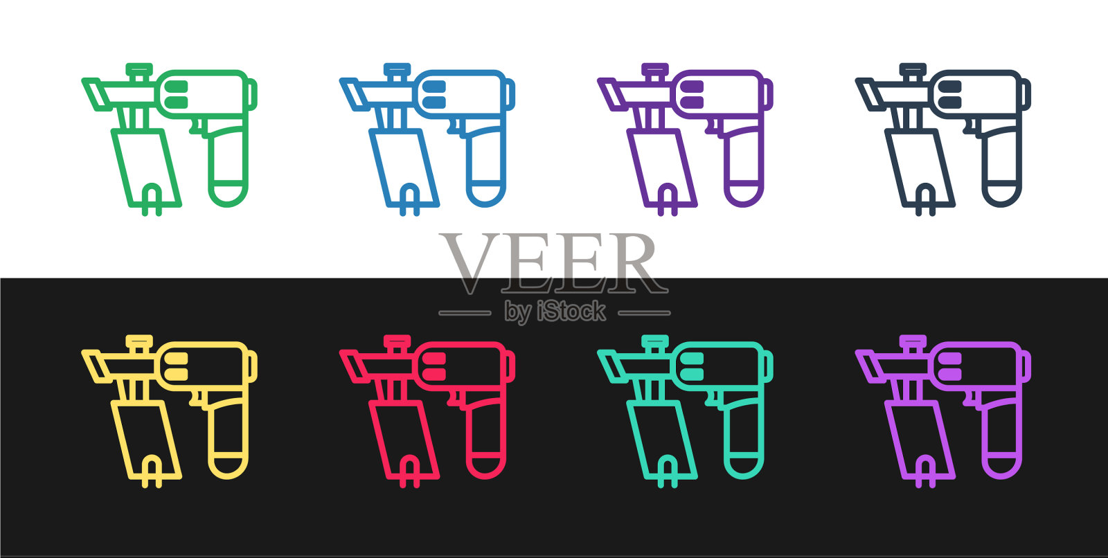 将线钉枪的图标隔离在黑色和白色上图标素材