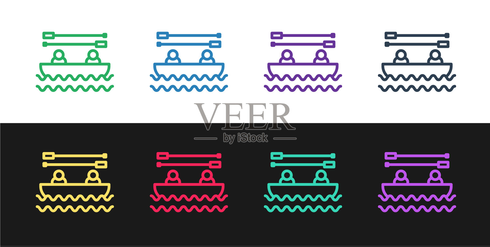 设线船与桨和人的图标孤立图标素材