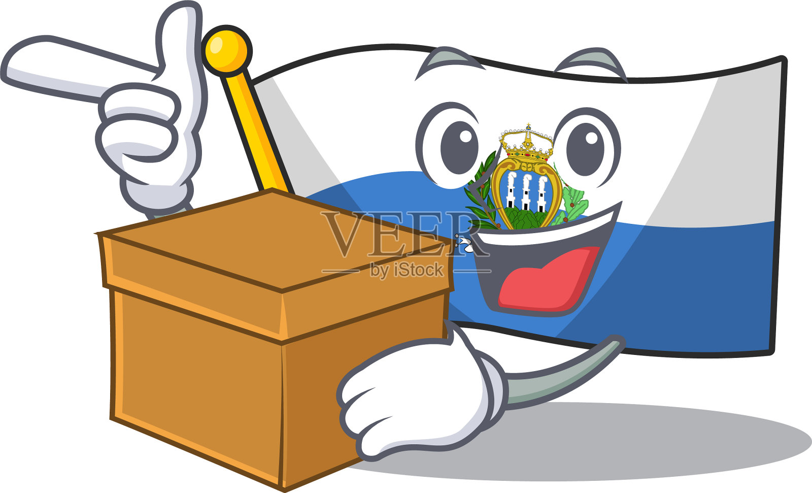 旗帜圣马力诺卷轴卡通人物带来插画图片素材