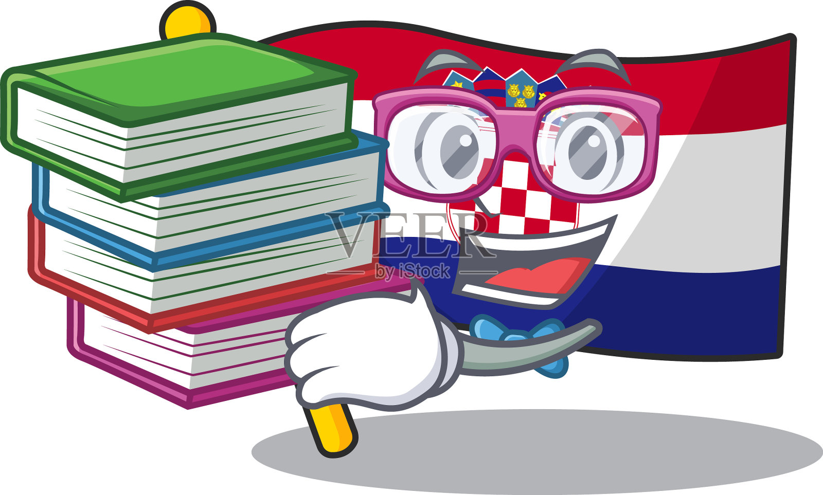 聪明的学生旗克罗地亚卷轴吉祥物卡通插画图片素材