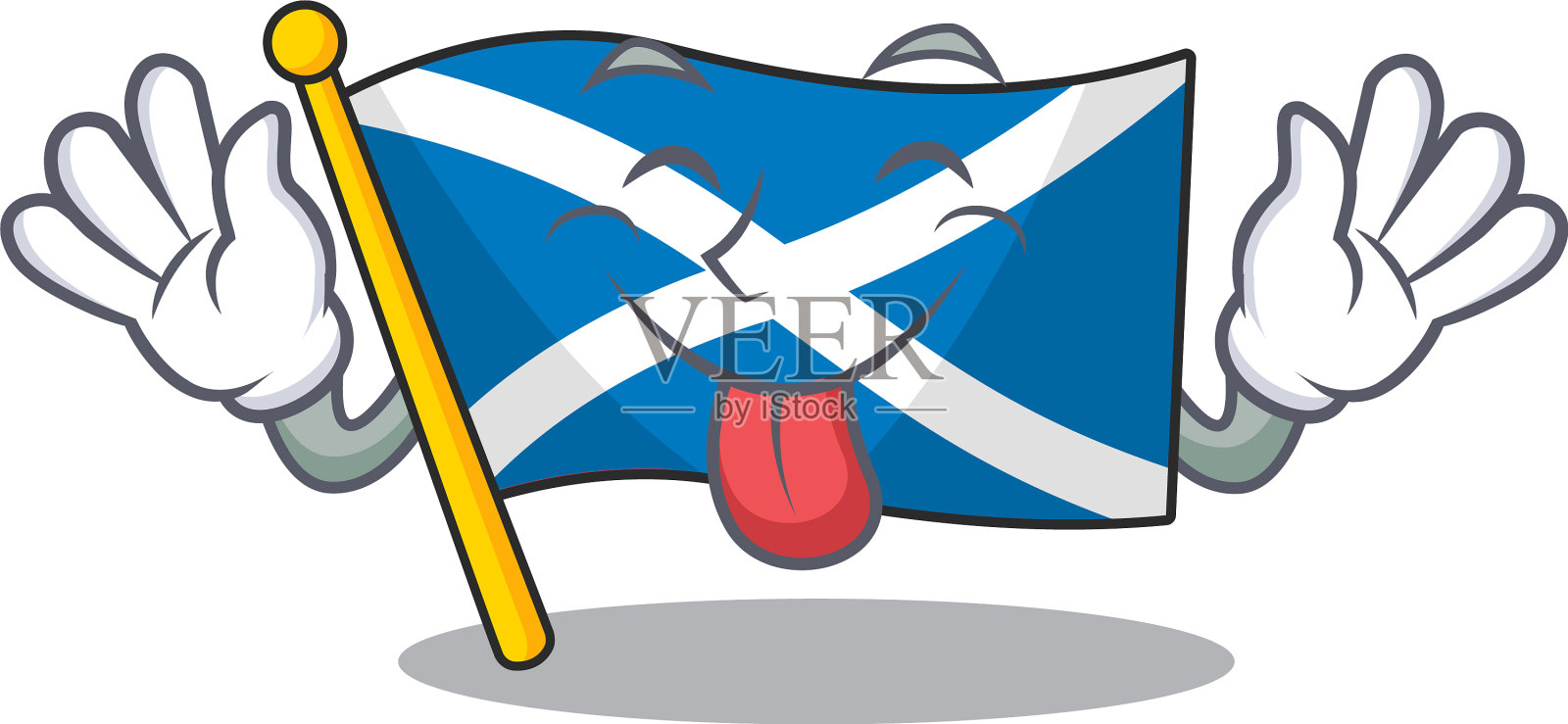 滑稽脸旗与苏格兰卷轴吉祥物设计插画图片素材
