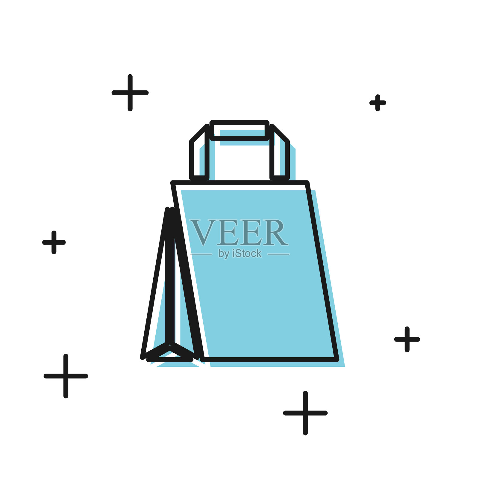 黑色纸袋图标孤立在白色插画图片素材