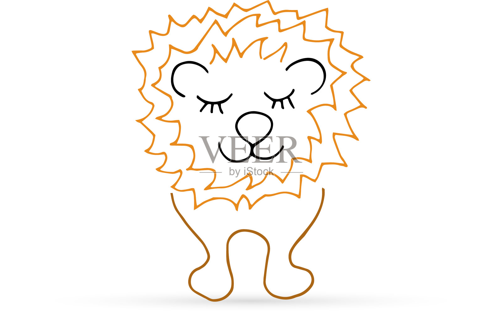 涂鸦狮子图标孤立的白色轮廓插画图片素材