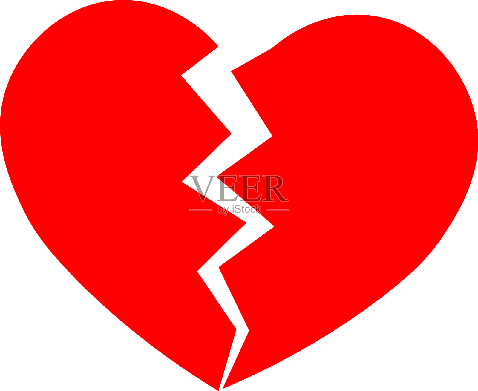 红色破碎的心图标简单平坦插画图片素材