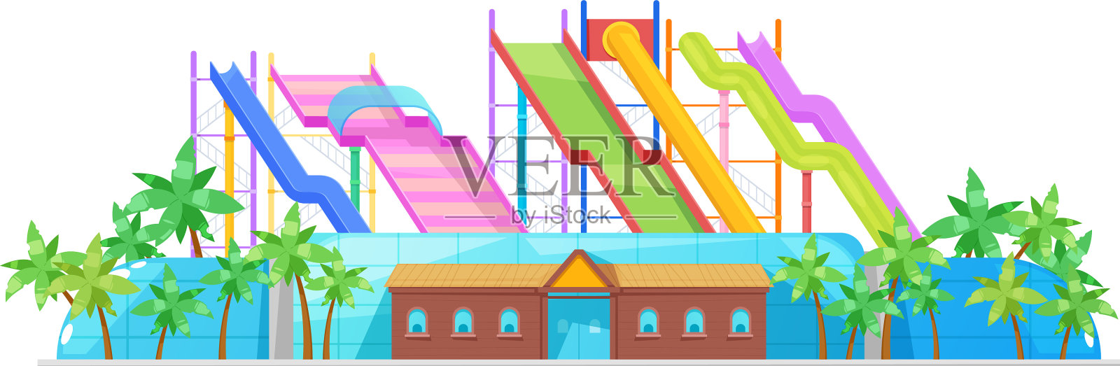 水上公园外水上公园滑梯棕榈设计元素图片
