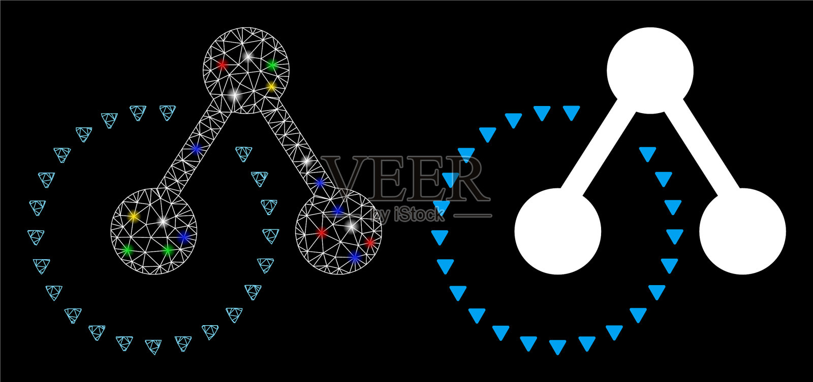 光面网丝网骨架分子结构分析插画图片素材