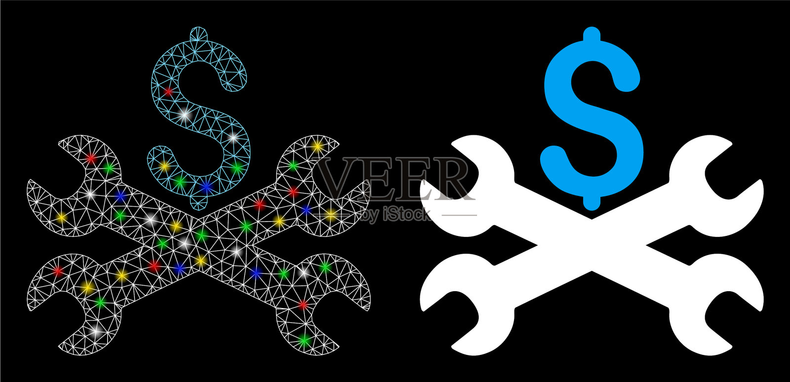 闪光网胴体服务价格图标与闪光插画图片素材