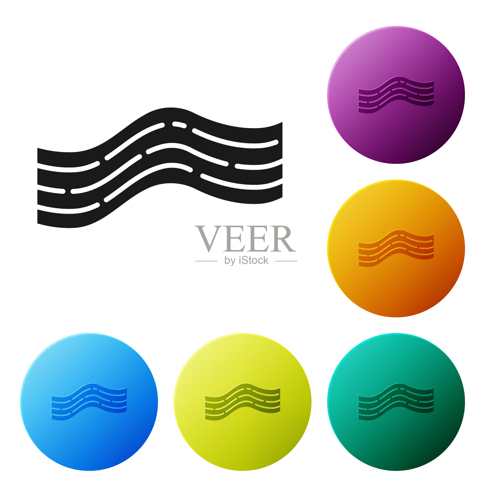 黑色培根条纹图标孤立在白色上图标素材