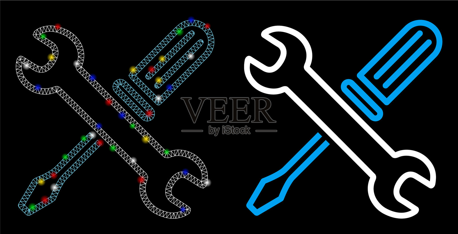 耀斑网网调优工具图标与耀斑插画图片素材