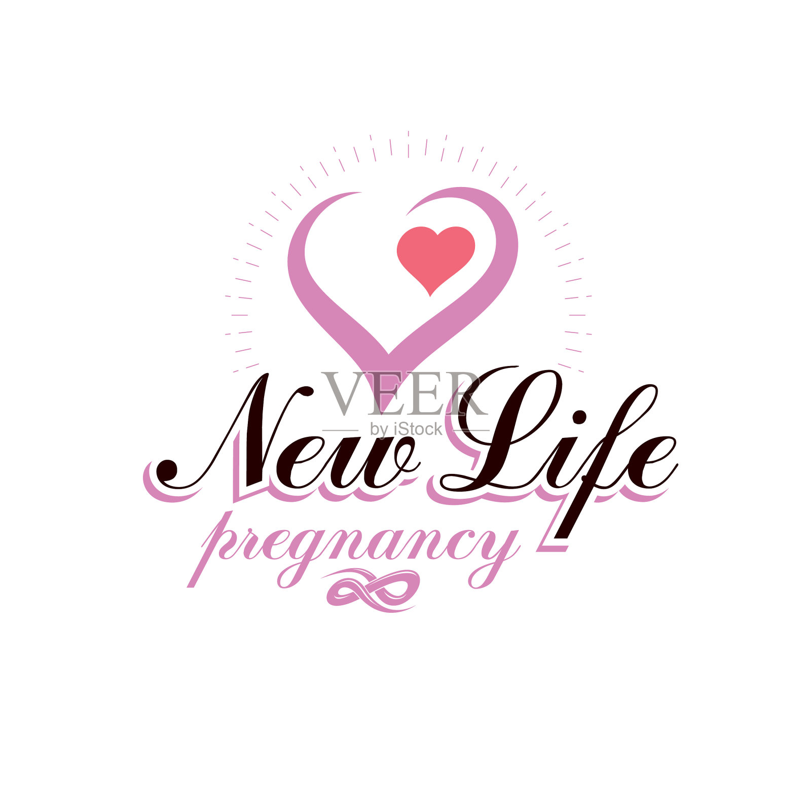 心手绘徽章孤立在白色新插画图片素材