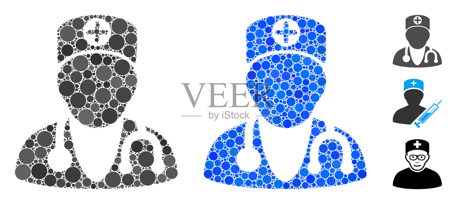 医师马赛克图标圈插画图片素材