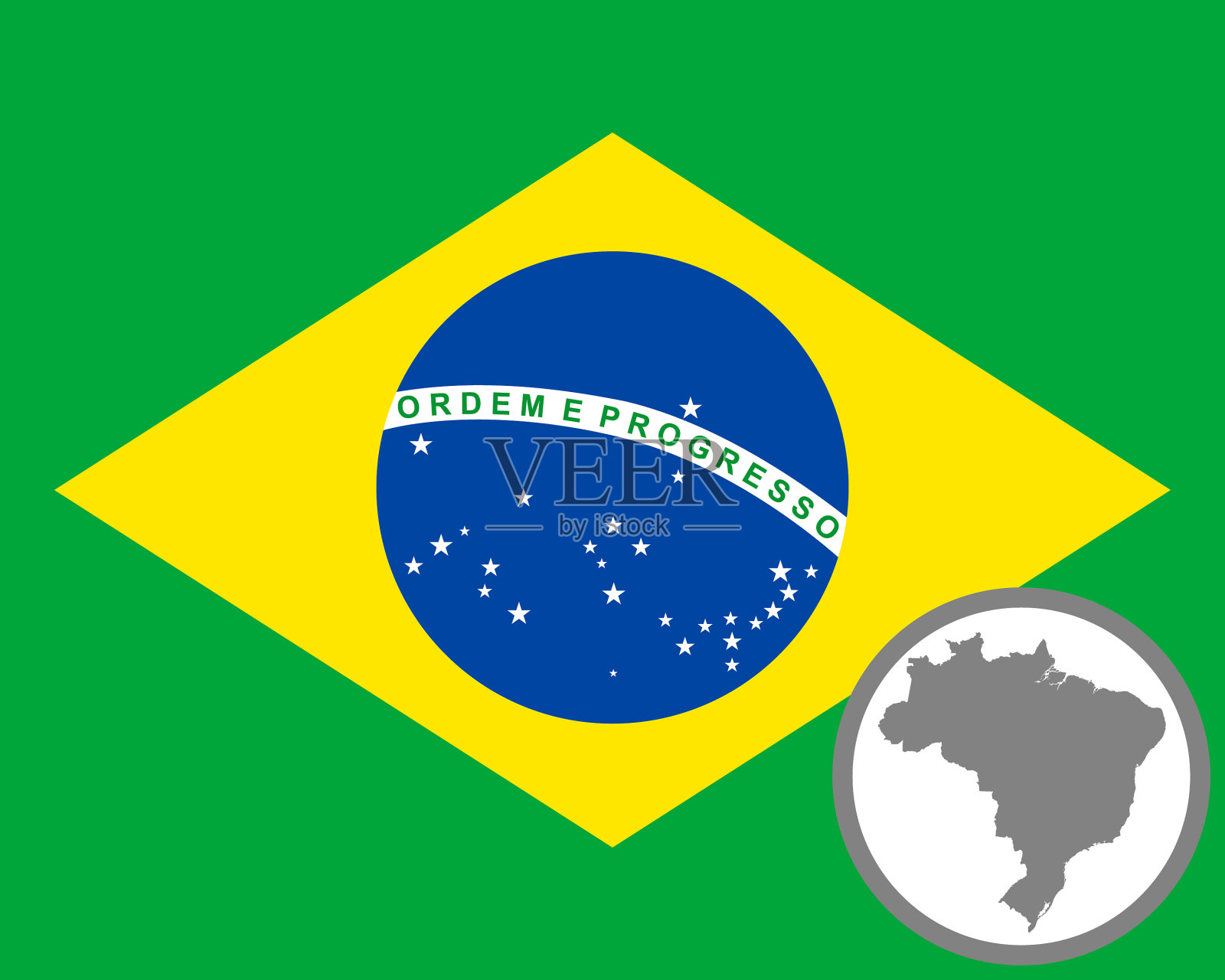 旗帜和地图巴西插画图片素材