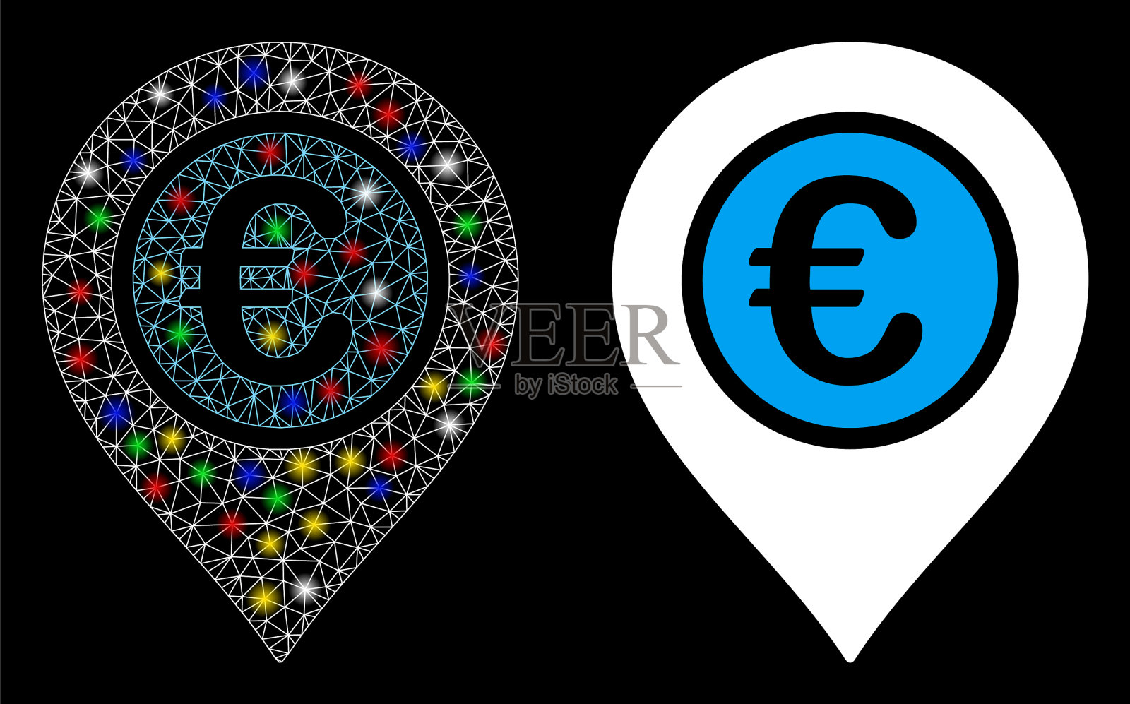 耀斑网体欧元指针图标耀斑图标素材