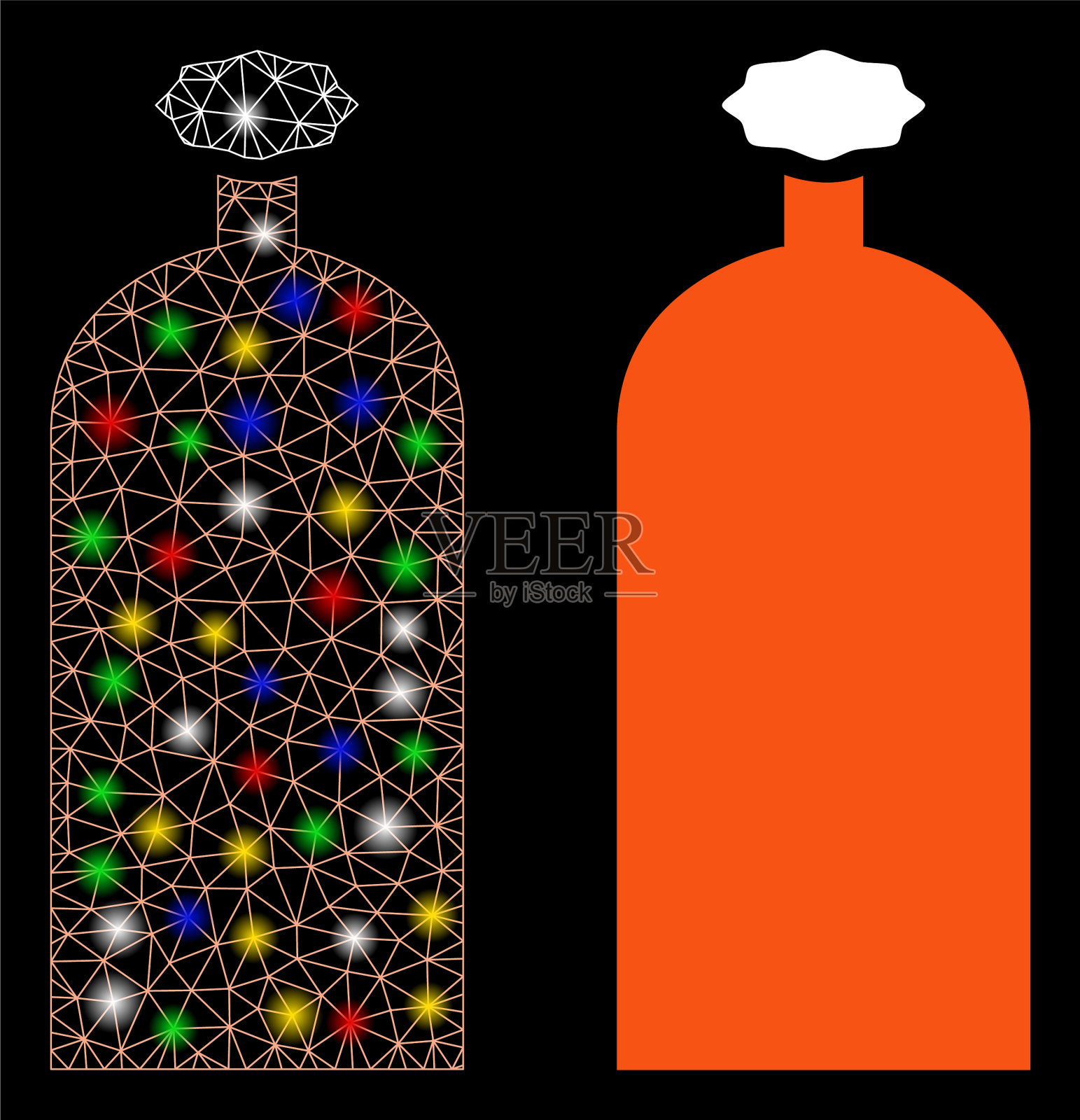 火炬网骨架气瓶图标与火炬插画图片素材