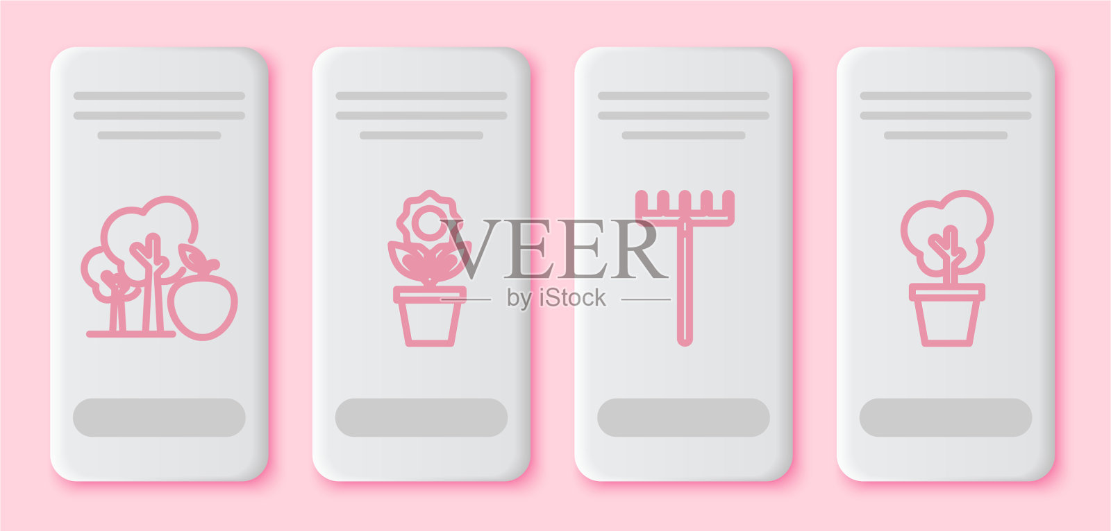 在盆栽花园中种植苹果树插画图片素材