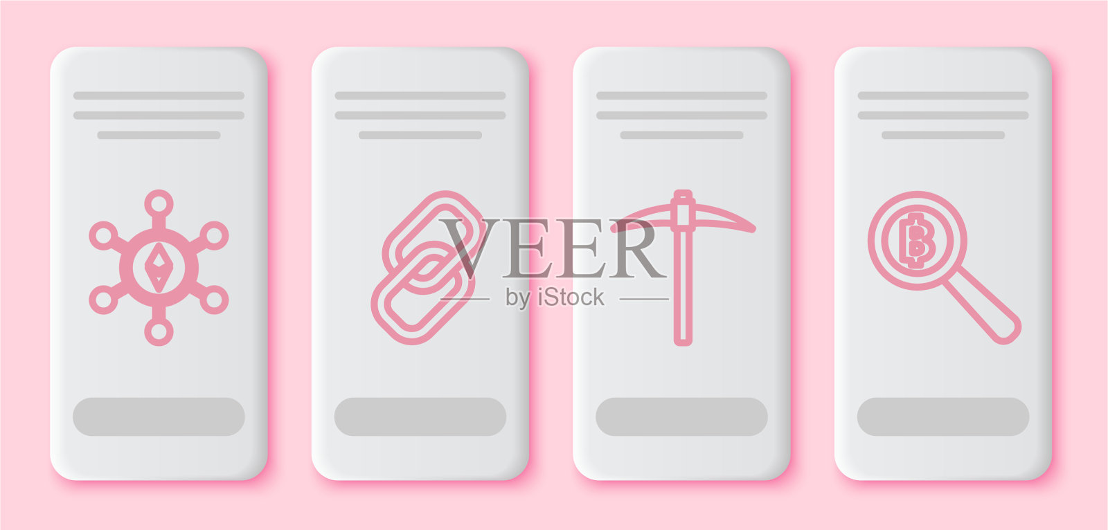 Set line区块链technology以太坊eth chain插画图片素材