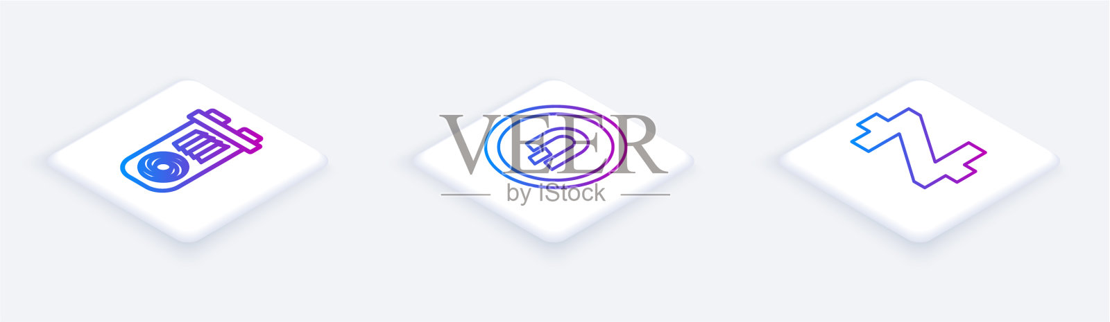 设置加密货币矿场等距线插画图片素材