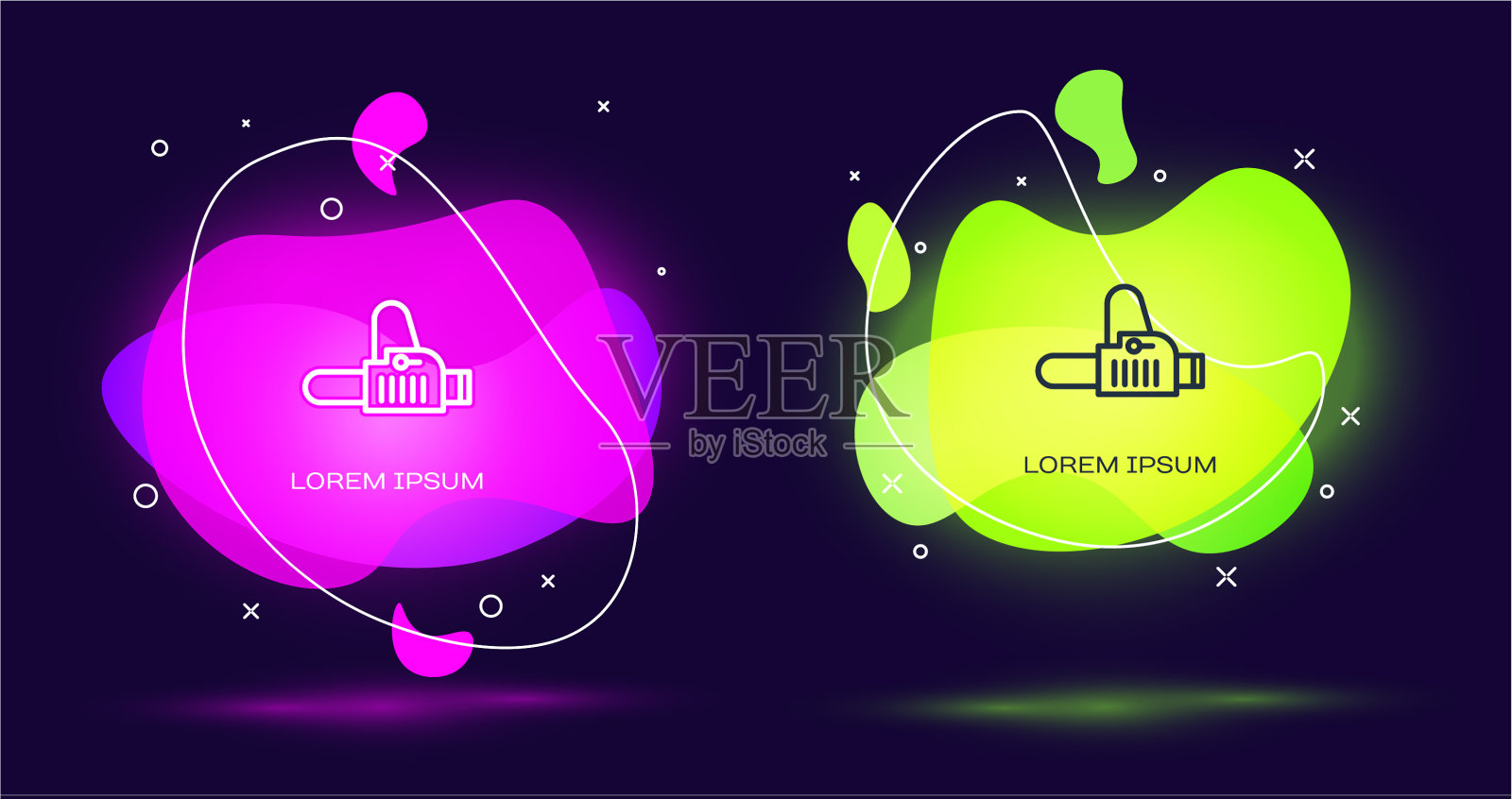 线链锯图标孤立在黑色背景插画图片素材