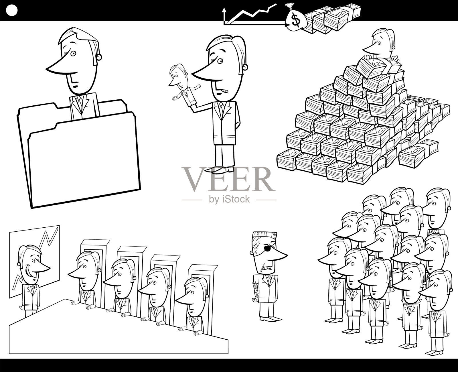 黑白商业概念和人物插画图片素材