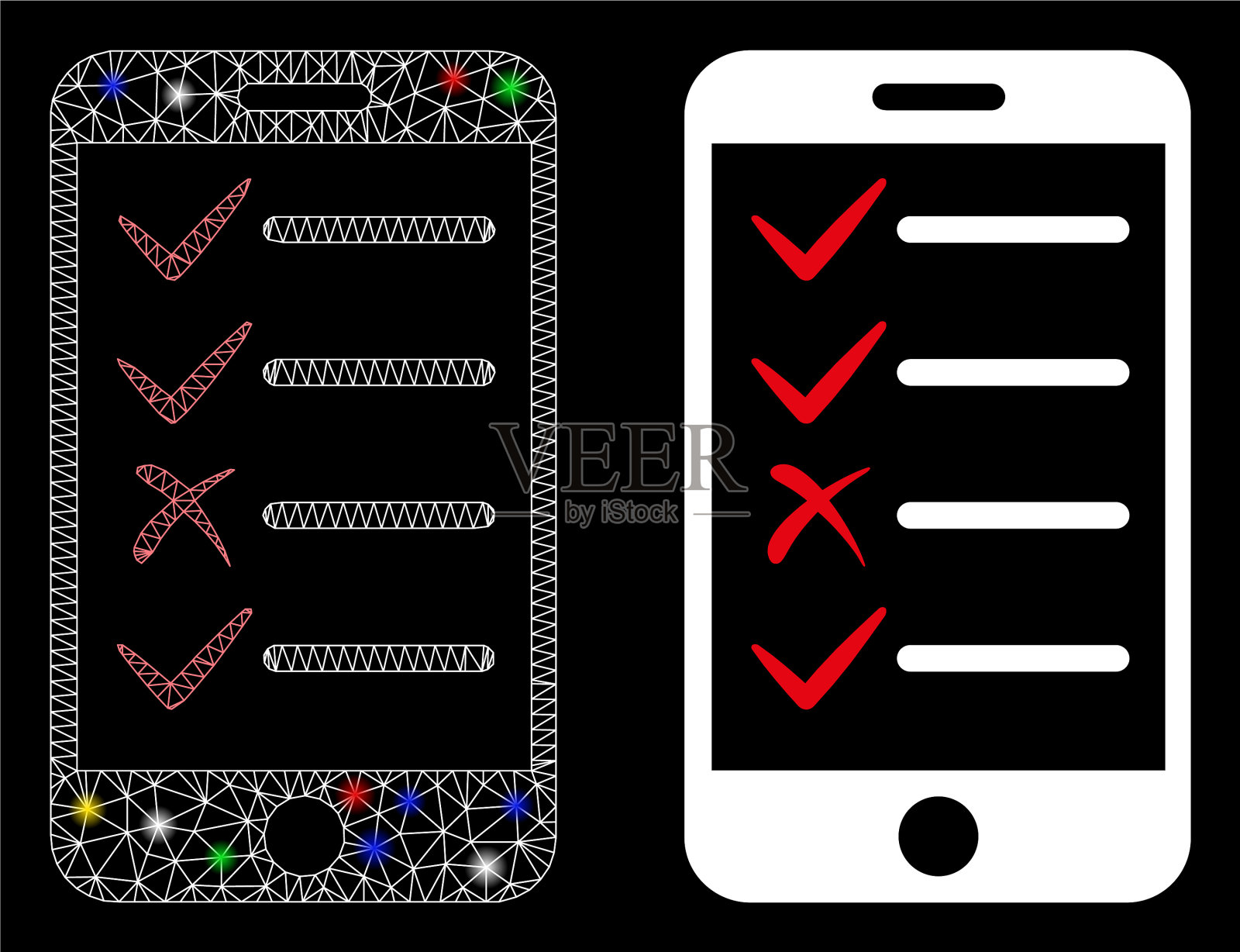 耀斑网格网络移动任务图标与耀斑插画图片素材