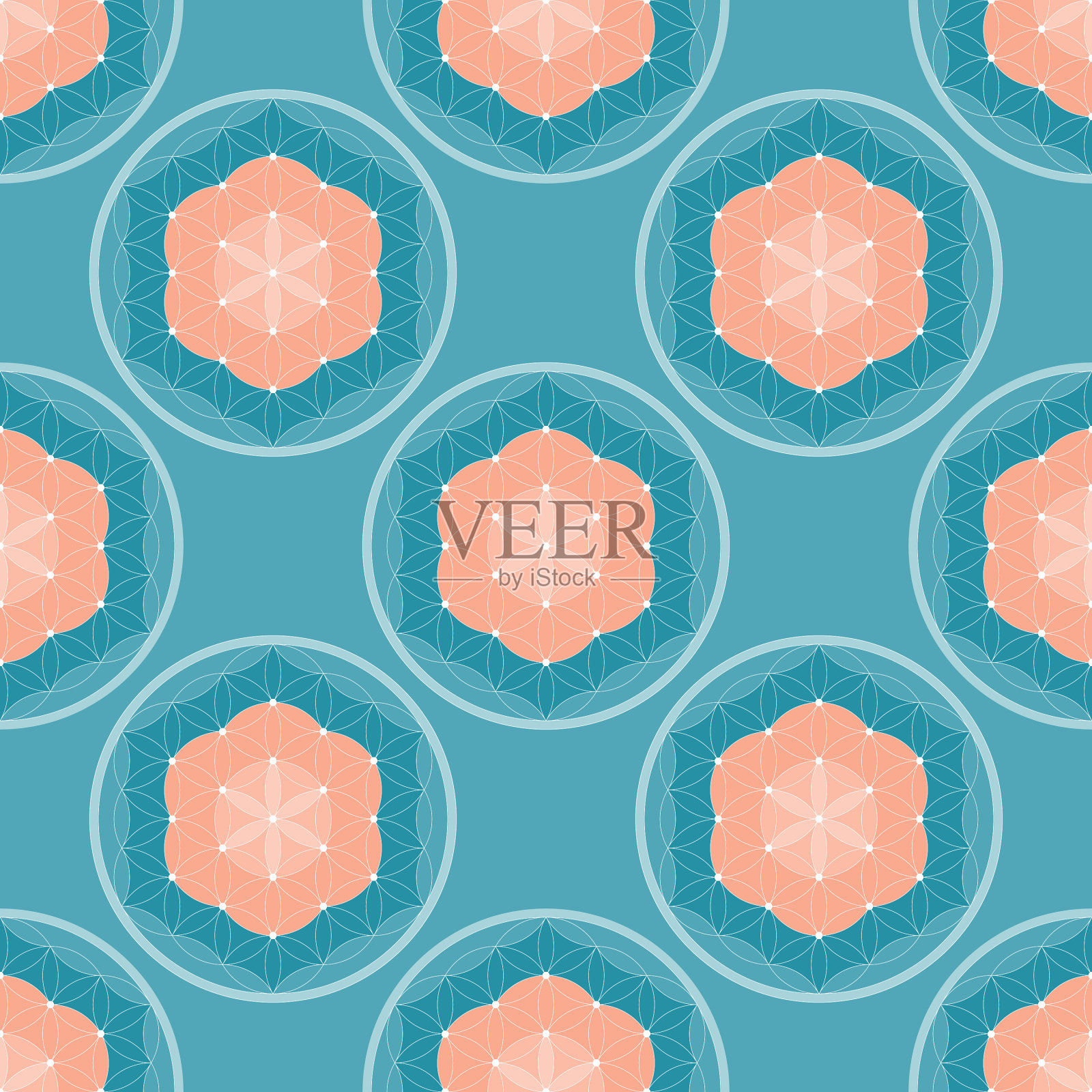 几何圆寿命无缝图案插画图片素材