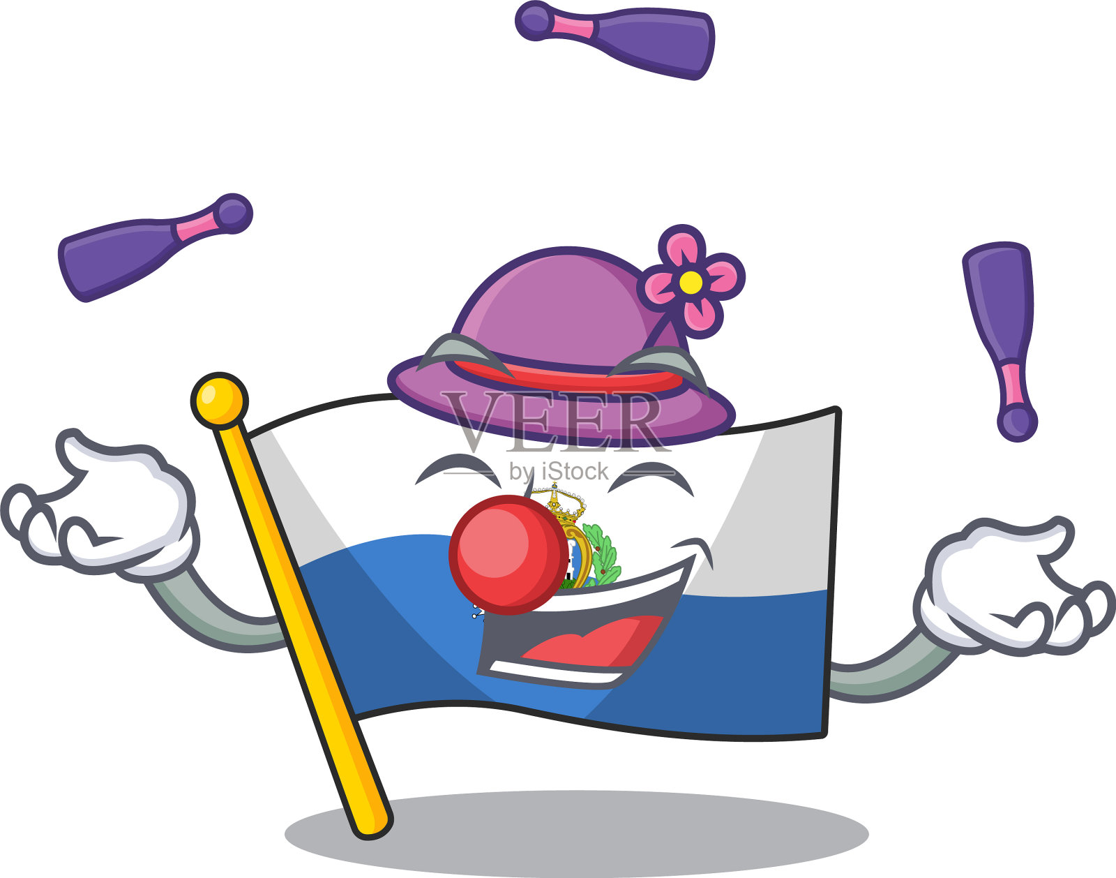 酷旗圣马力诺卷轴吉祥物卡通风格插画图片素材