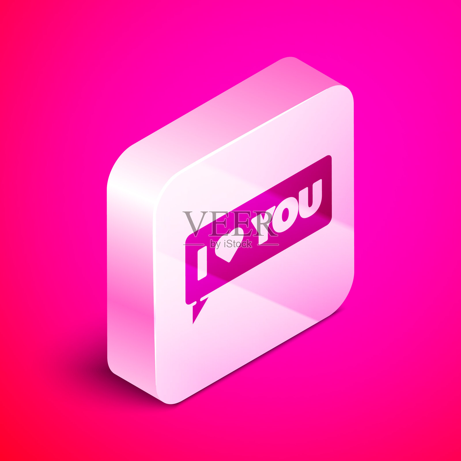 等距语音气泡与文字我爱你的图标图标素材