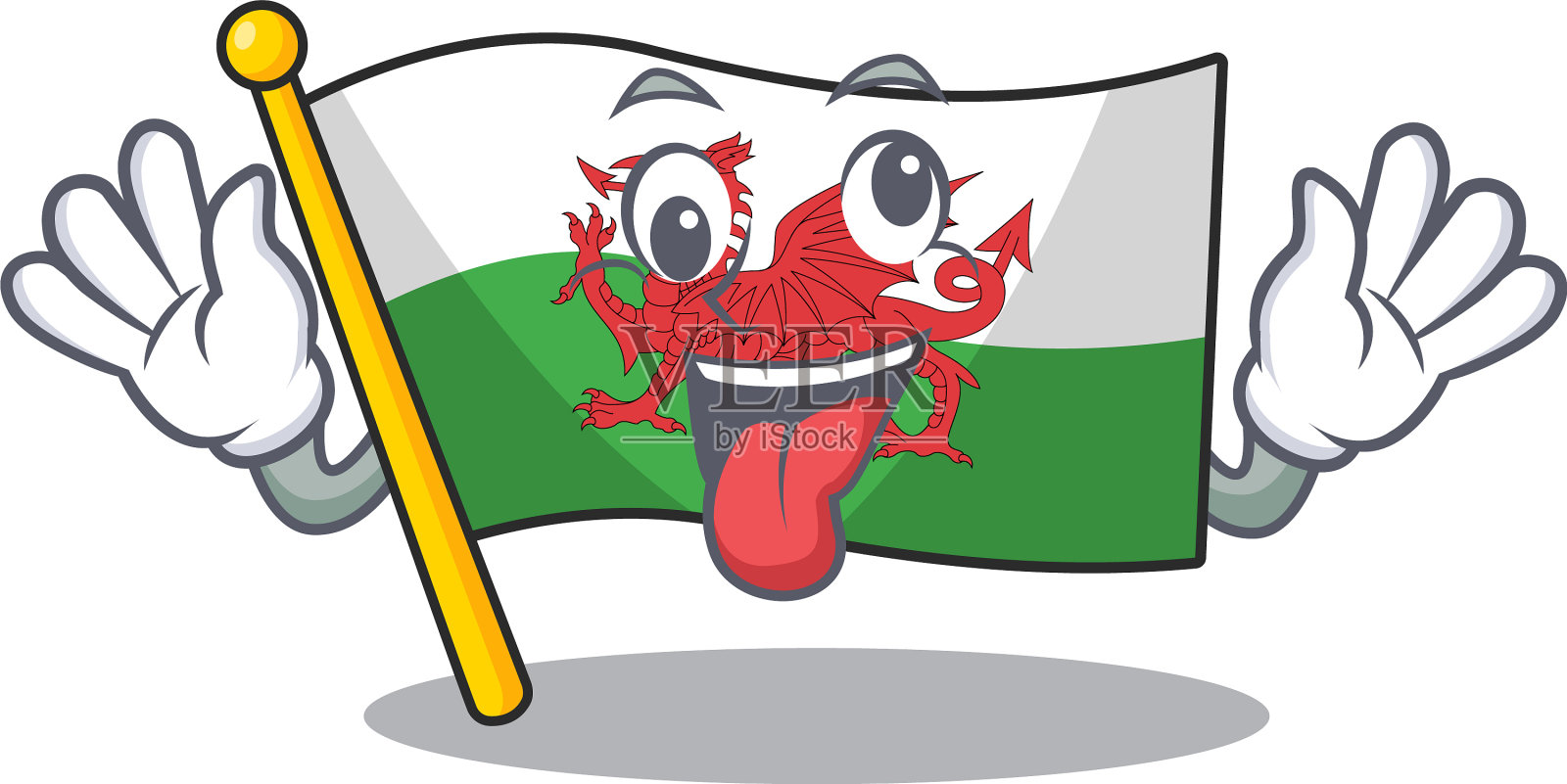 吉祥物疯狂脸旗威尔士卷轴卡通插画图片素材