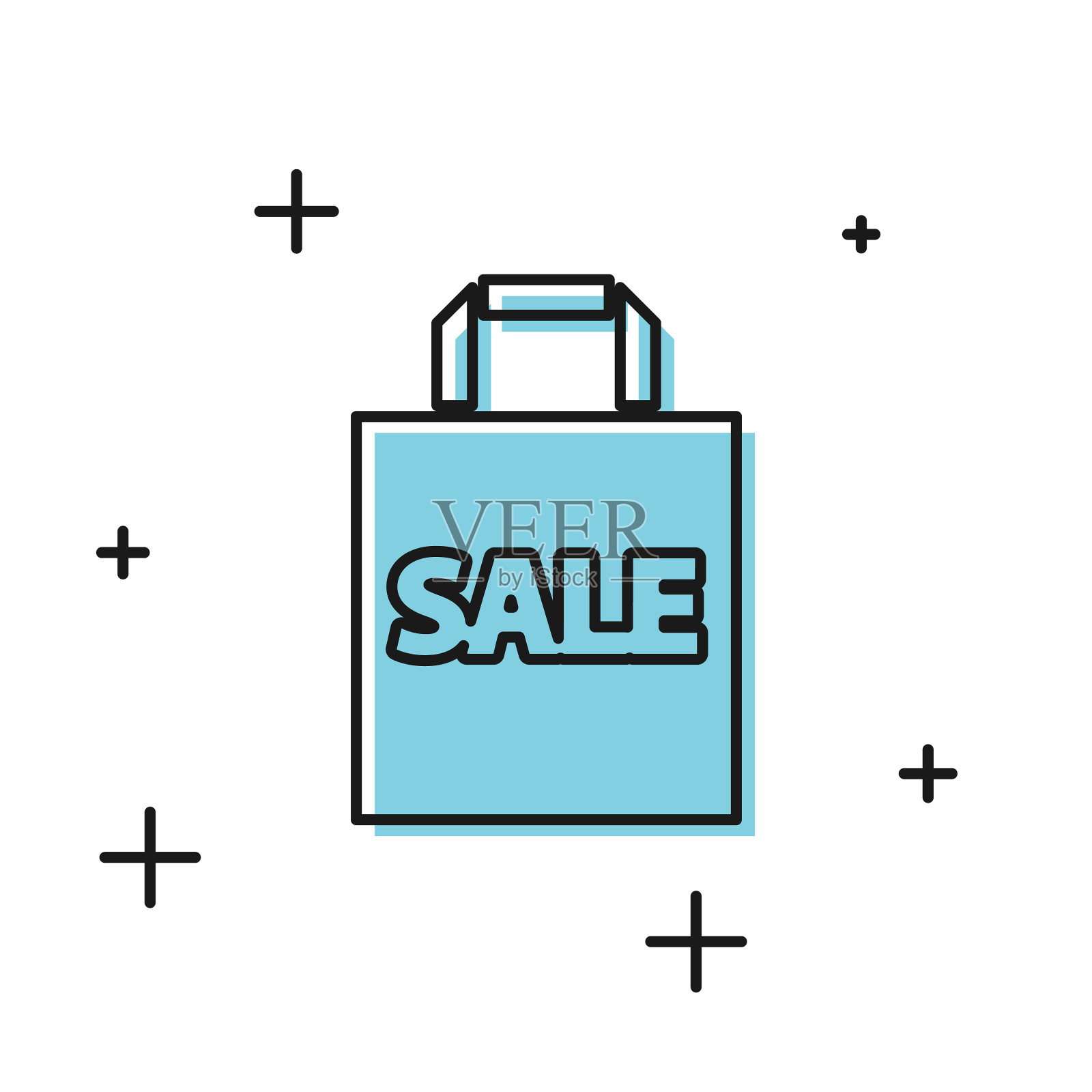 黑色购物袋与铭文销售图标图标素材