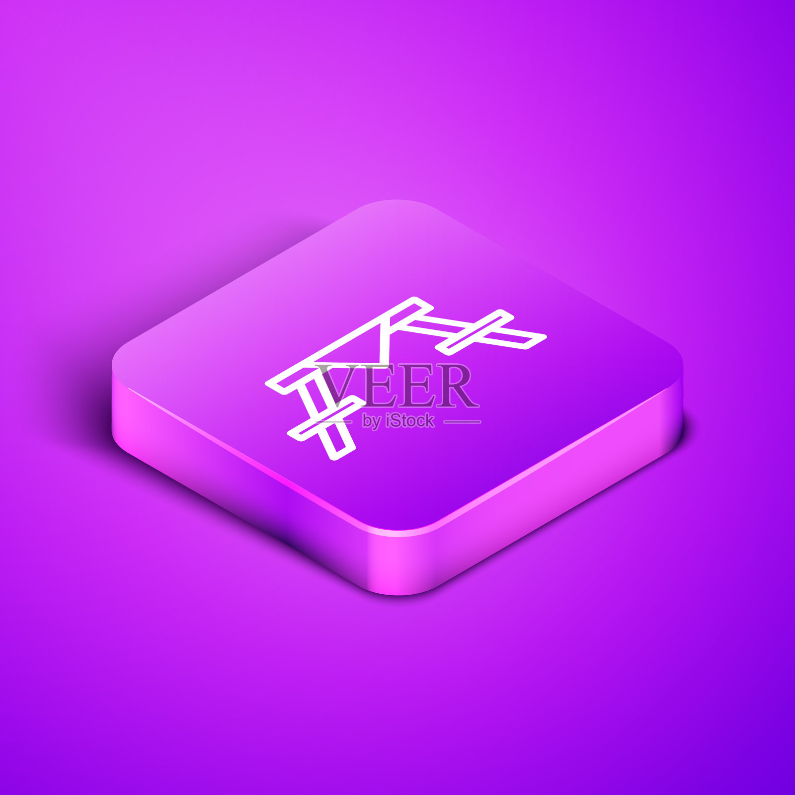 等距线野餐桌子上的长凳图标素材