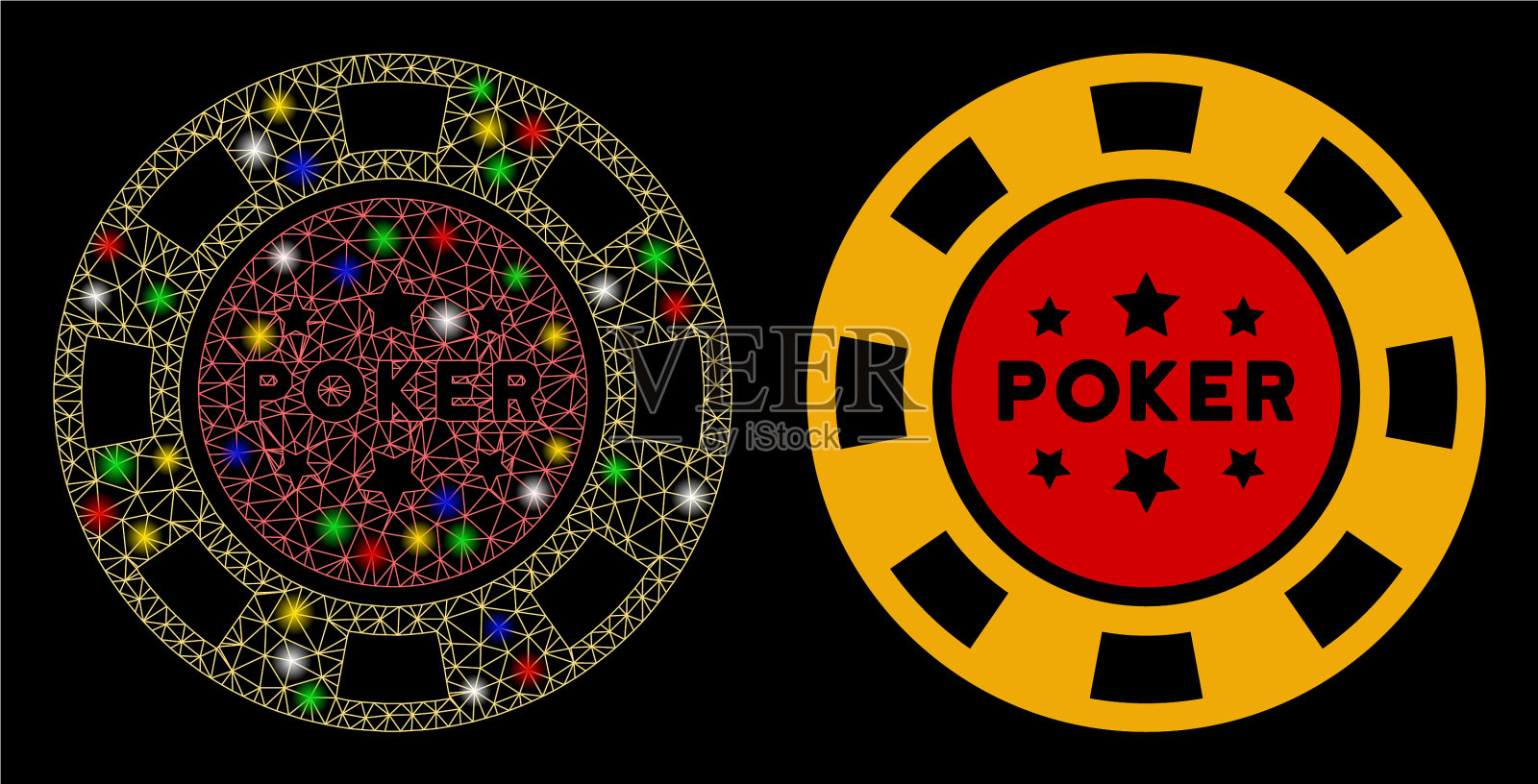 耀斑网格网络扑克赌场图标芯片插画图片素材