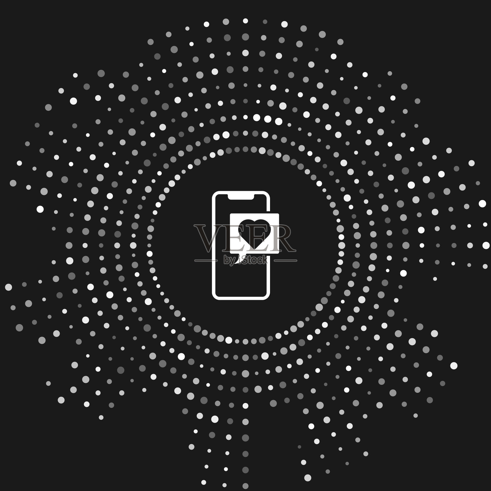 白色智能手机和心形表情语音泡泡插画图片素材