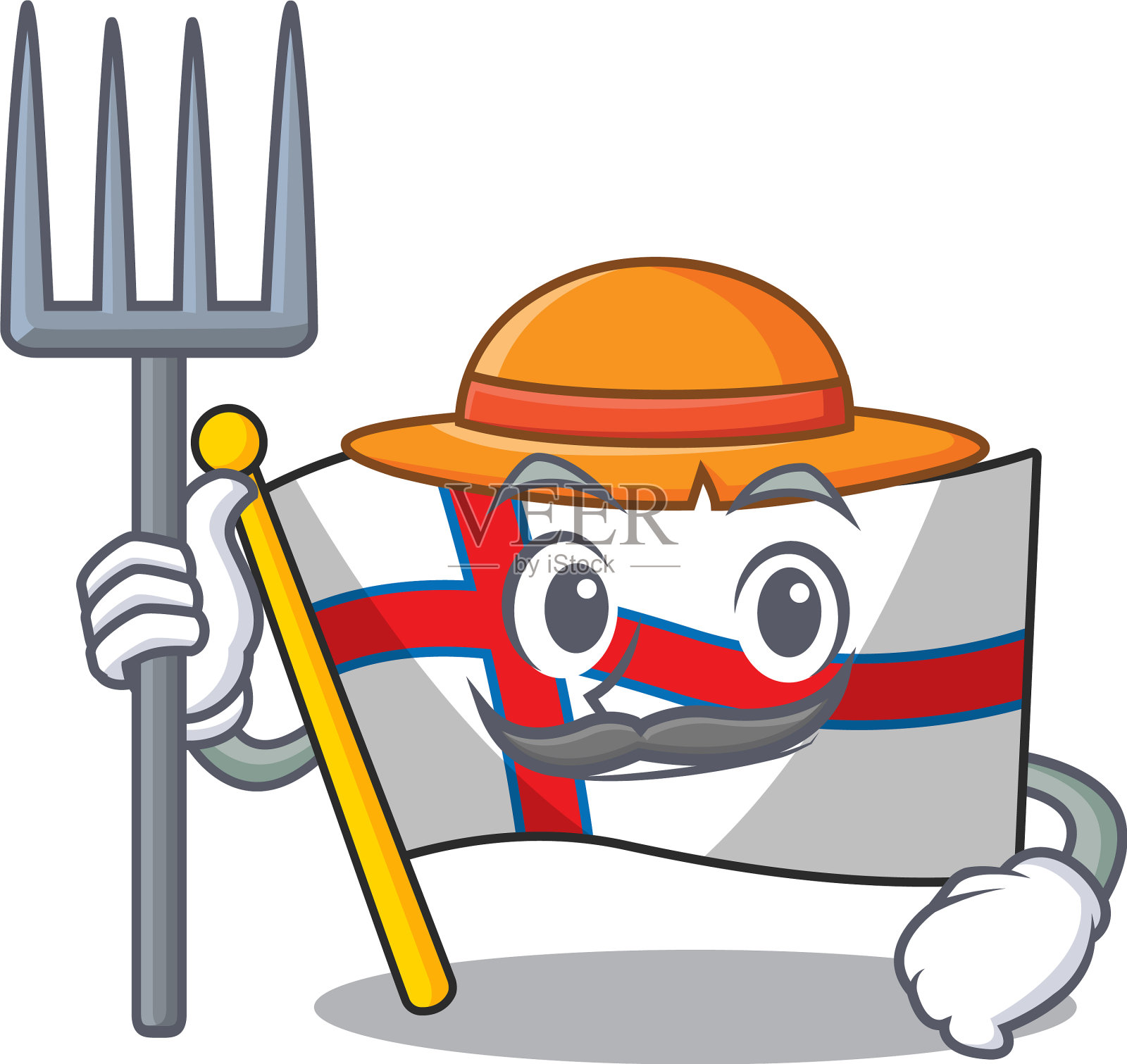 快乐农民旗法罗岛卷轴卡通插画图片素材