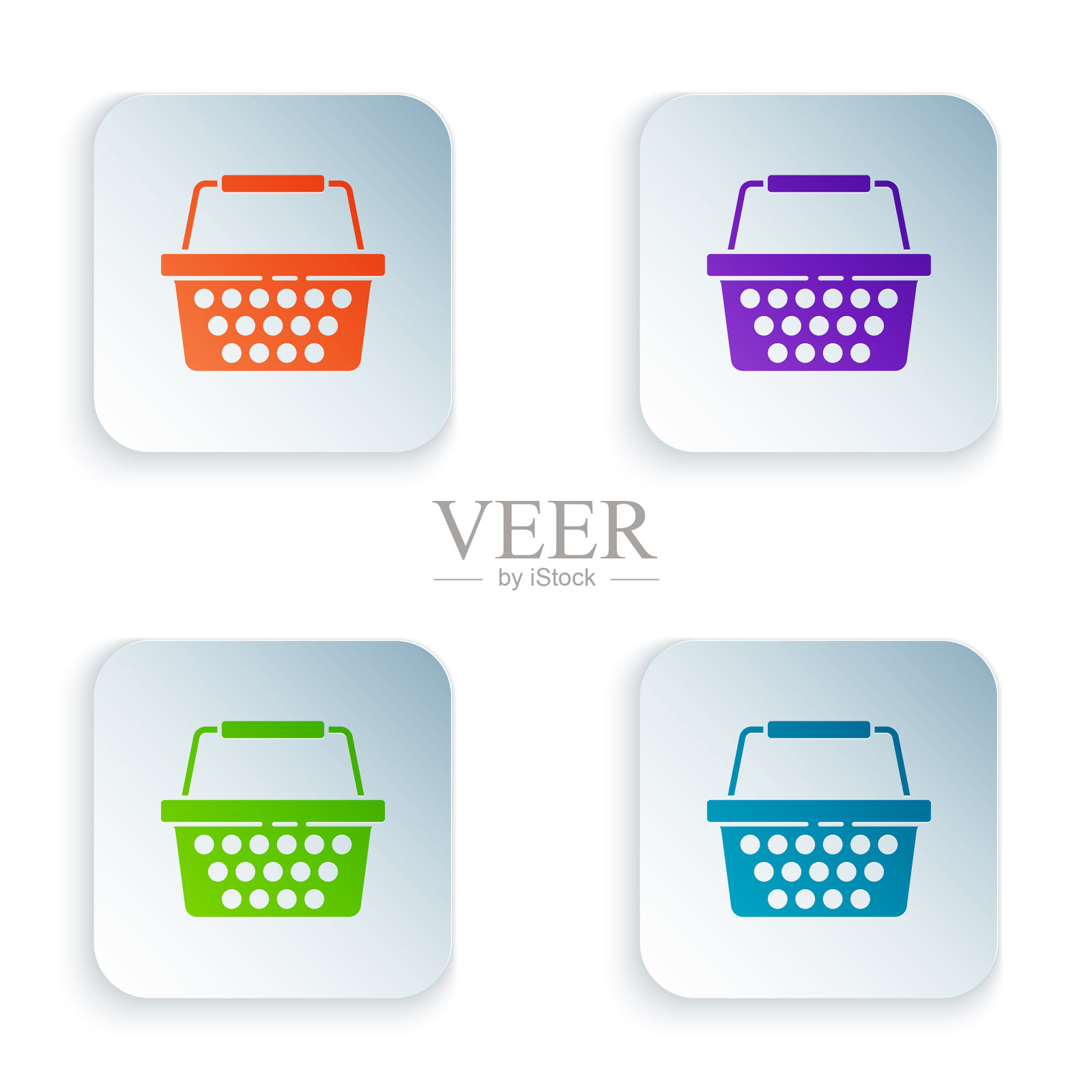 颜色购物篮图标孤立在白色图标素材