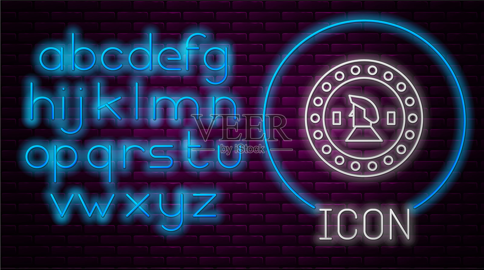 霓虹线海盗币图标孤立上插画图片素材