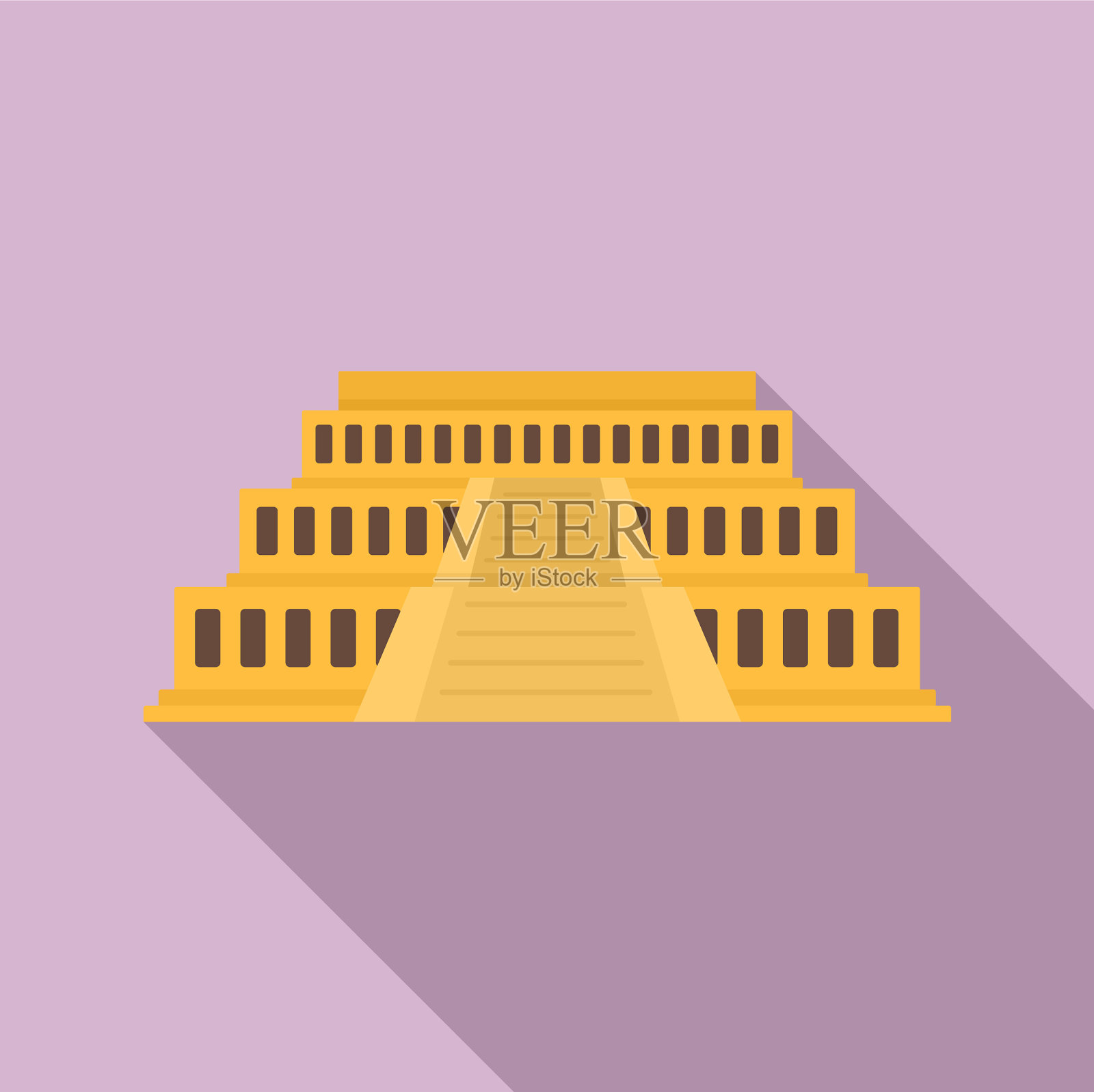 大埃及神庙图标平坦风格插画图片素材