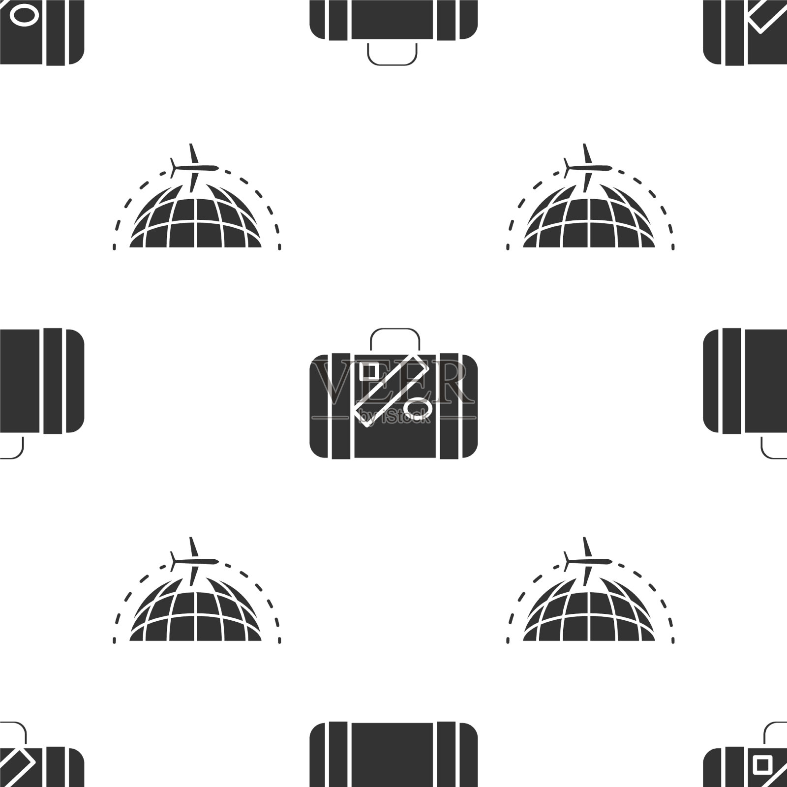 套装旅行箱用于旅行和旅行图标素材