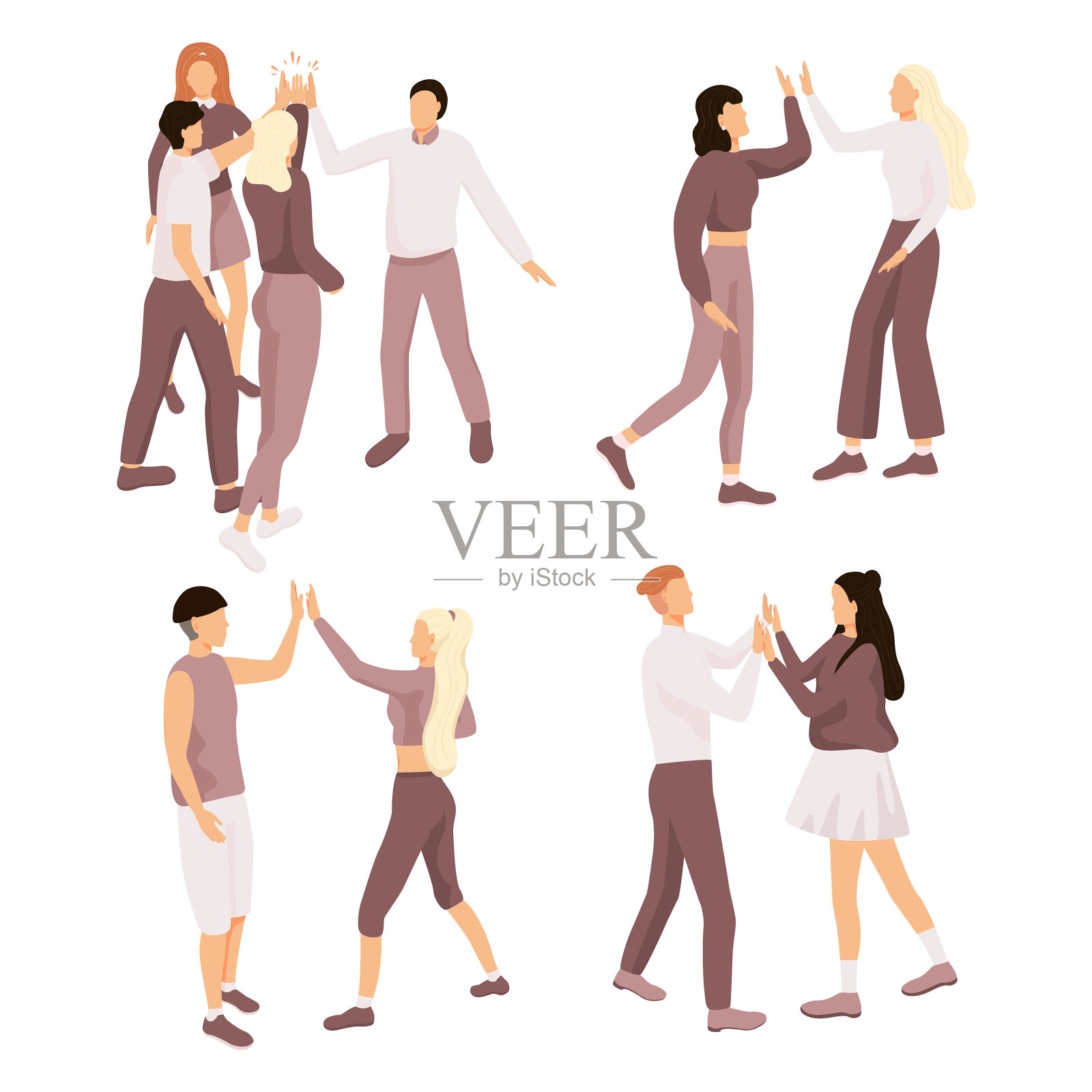 朋友击掌插画图片素材