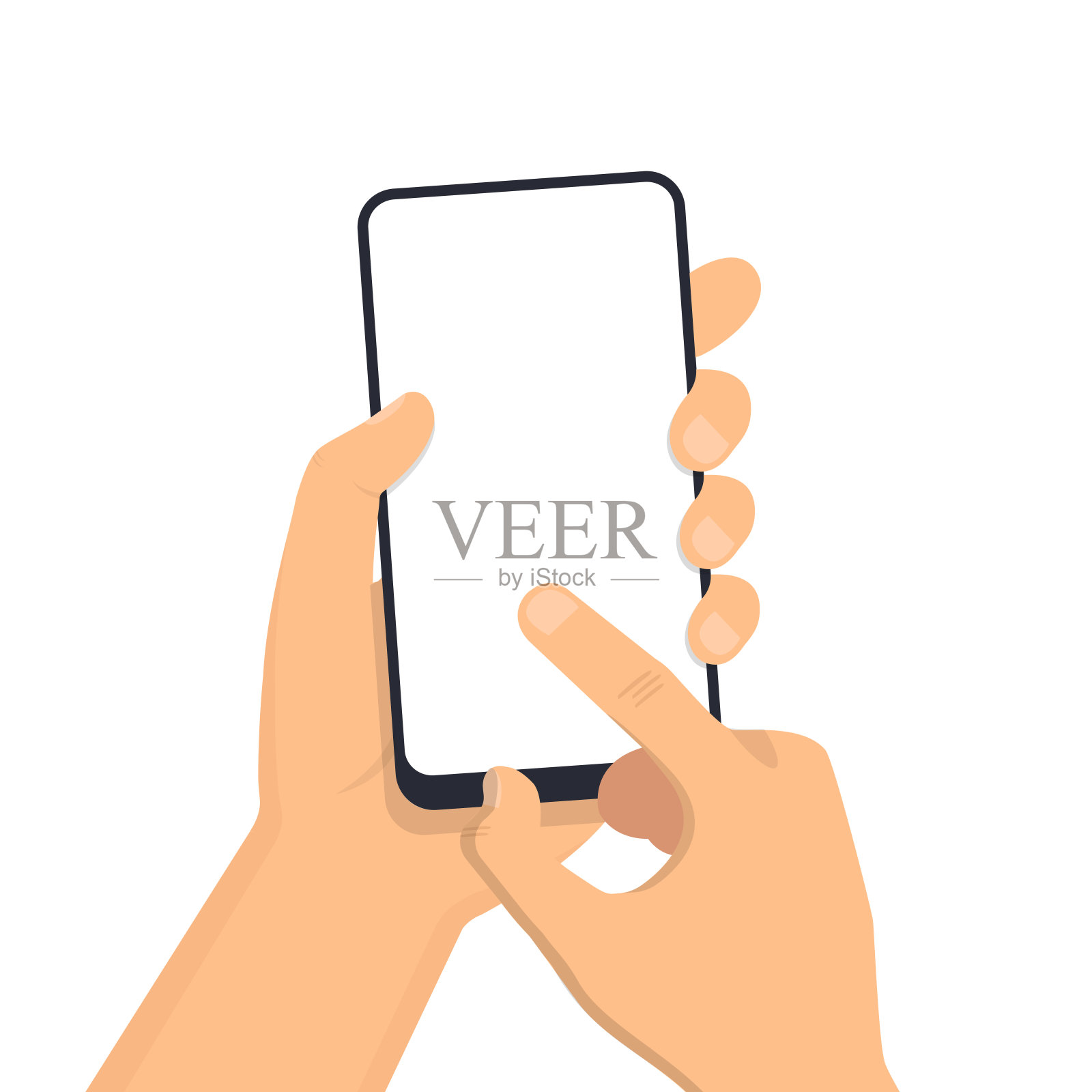 手持智能手机。平面设计图标。矢量图设计元素图片