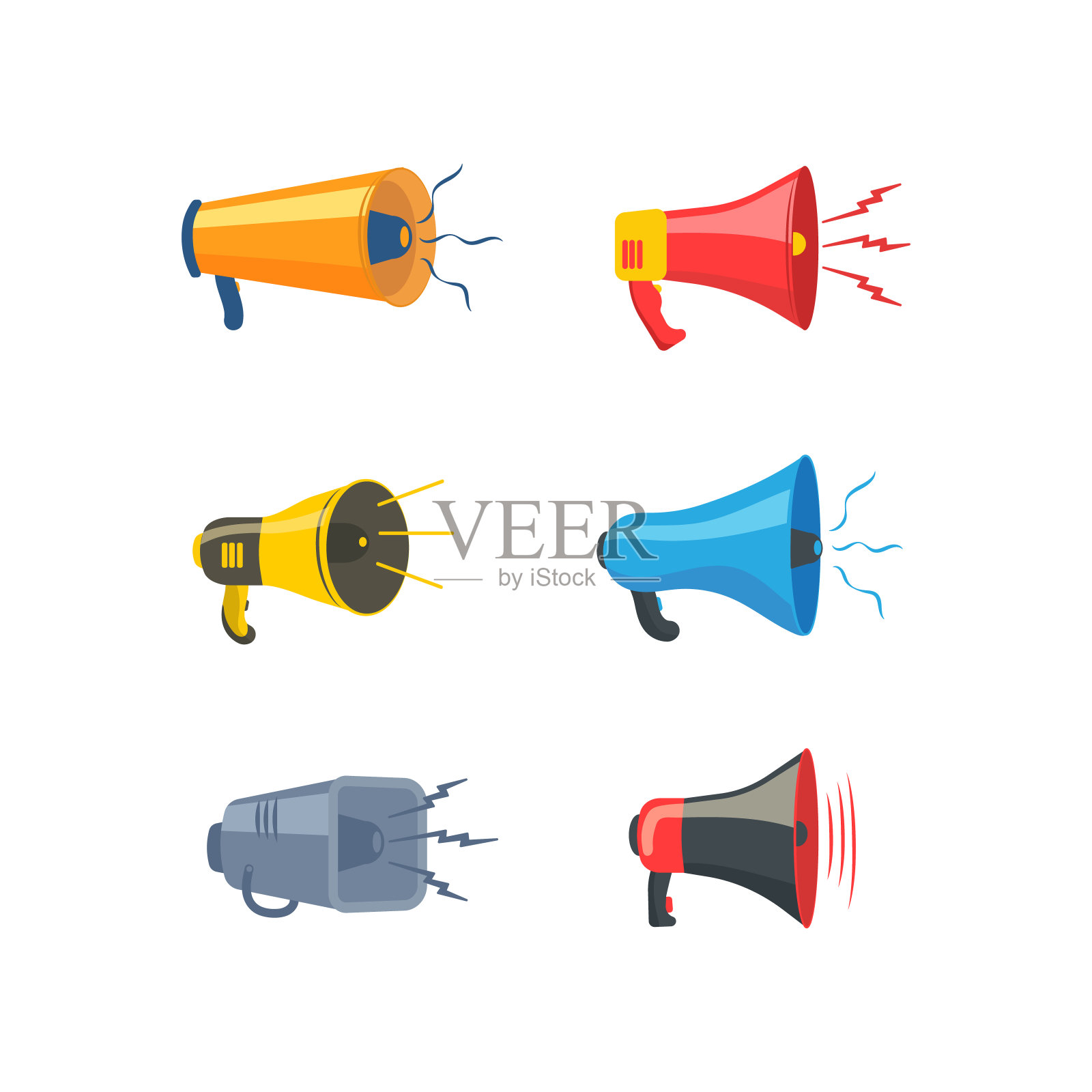 色彩斑斓的扩音器。设计元素图片