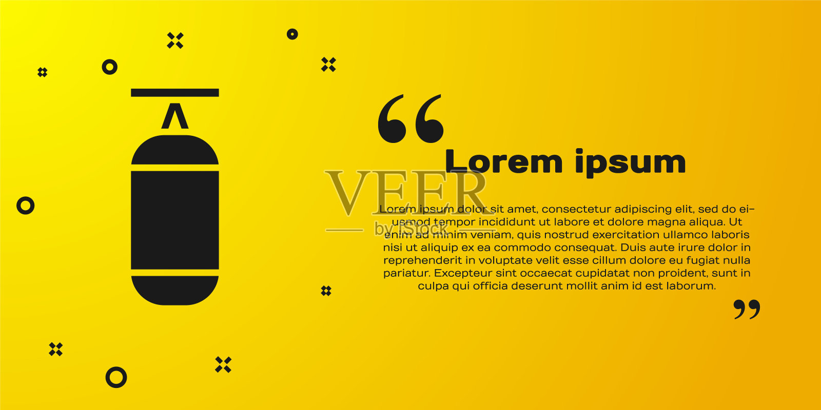 黑色沙袋图标孤立在黄色背景上。矢量图插画图片素材