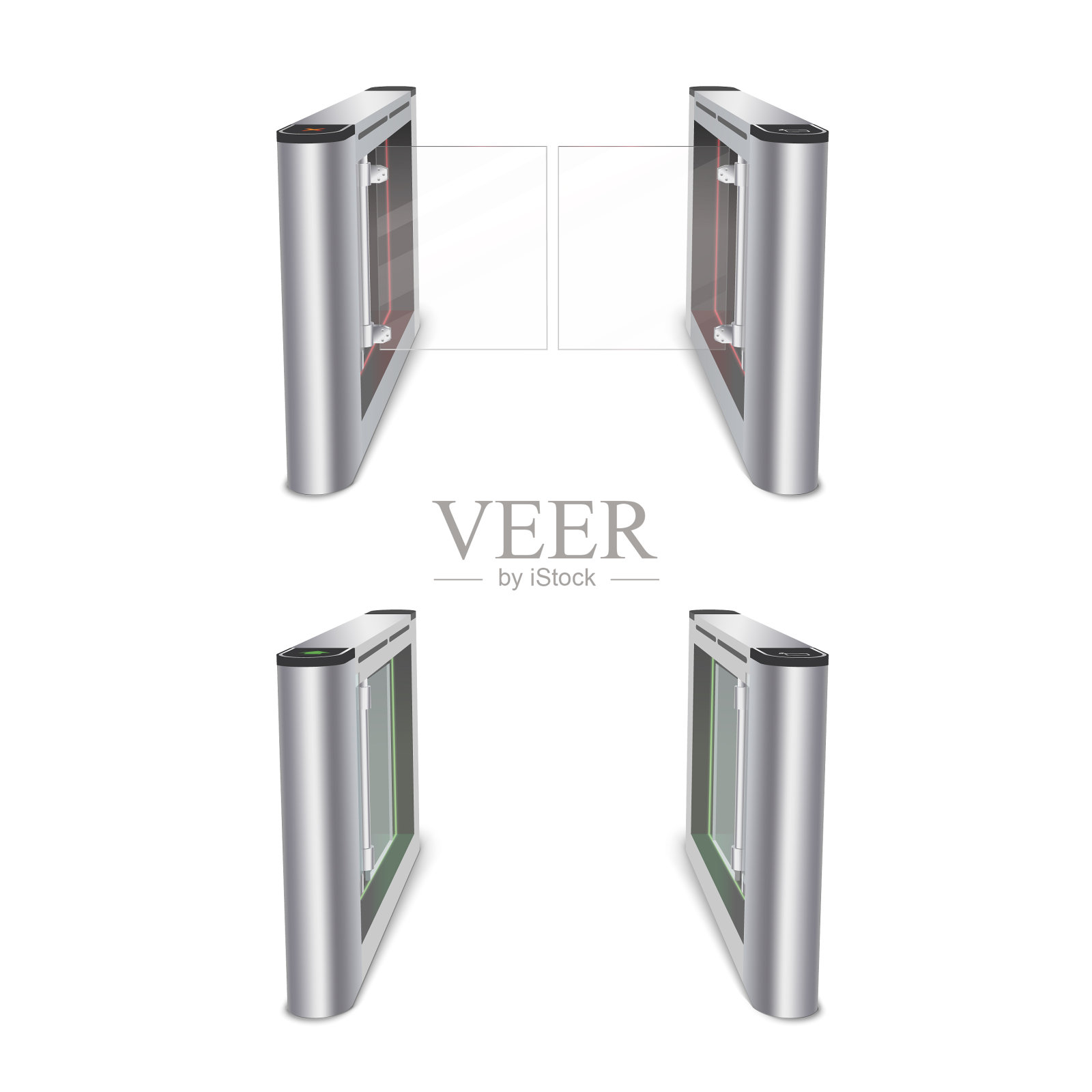 带有玻璃门的旋转门非常逼真插画图片素材