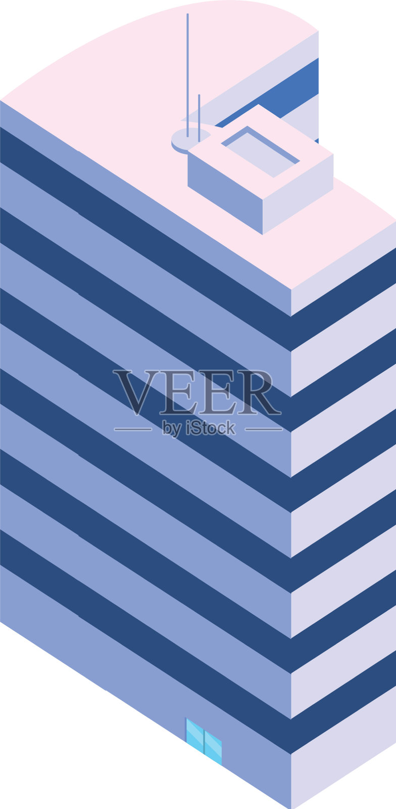 孤立的等距白色城市建筑设计元素图片