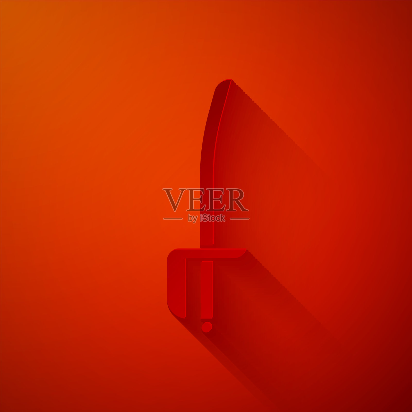 剪纸海盗剑图标孤立在红色图标素材