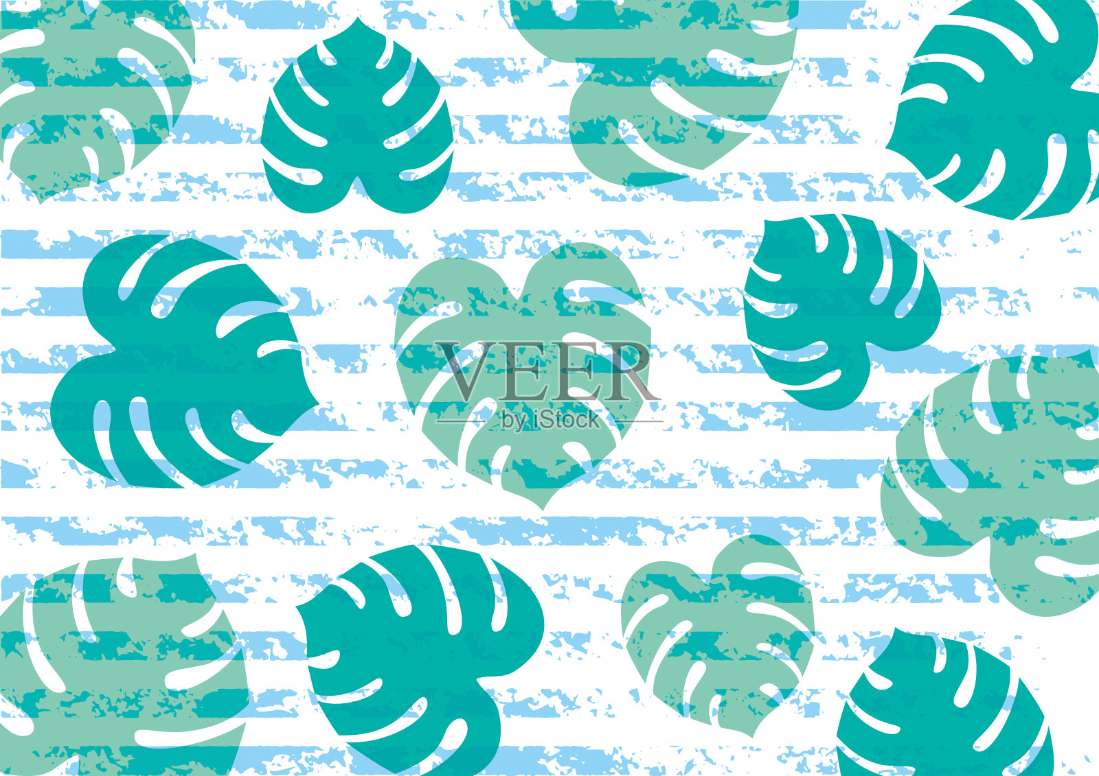 热带格局，怪兽叶插画图片素材